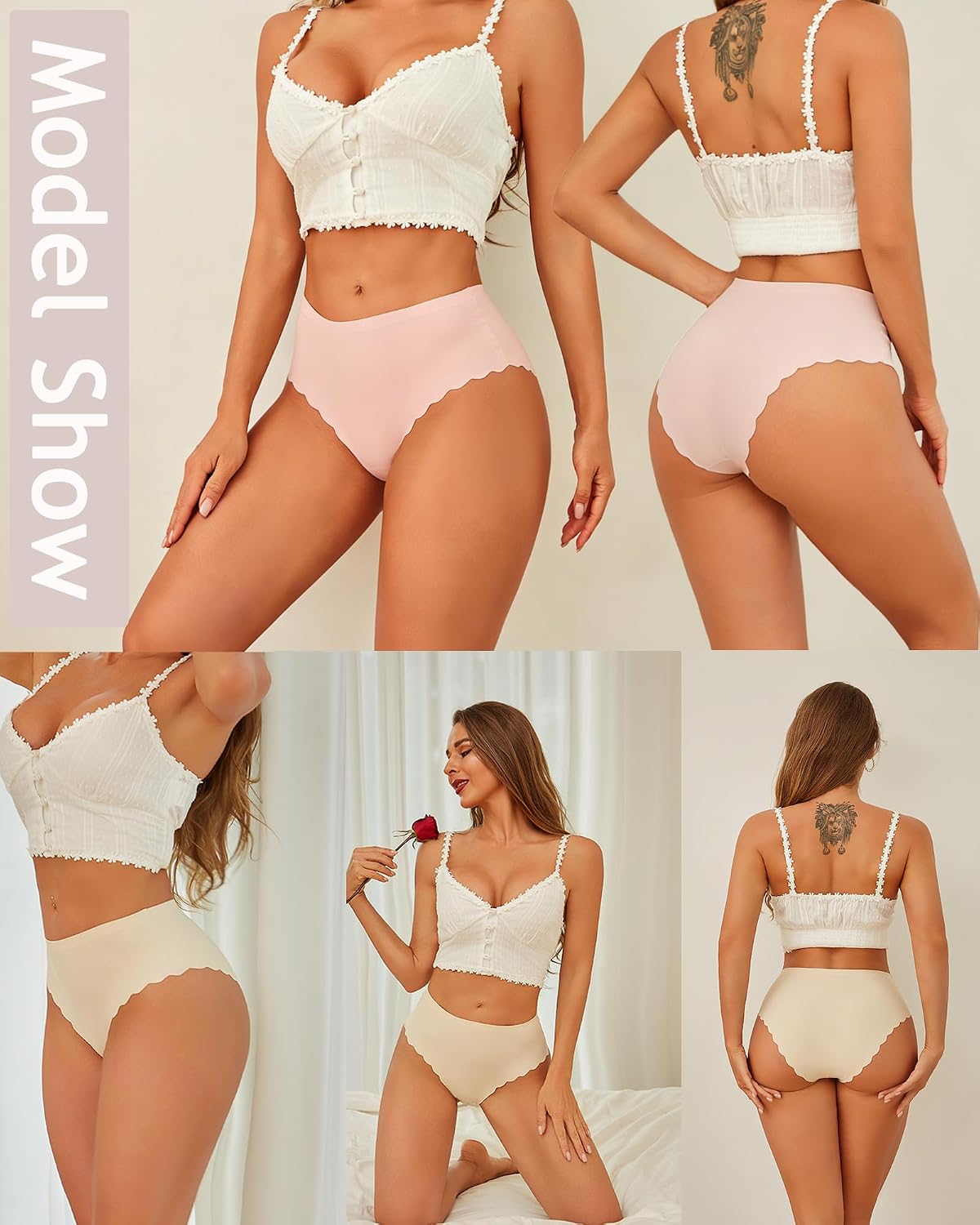 FINETOO High Waisted Seamless Cheeky Bikini 5 Pack — image 2