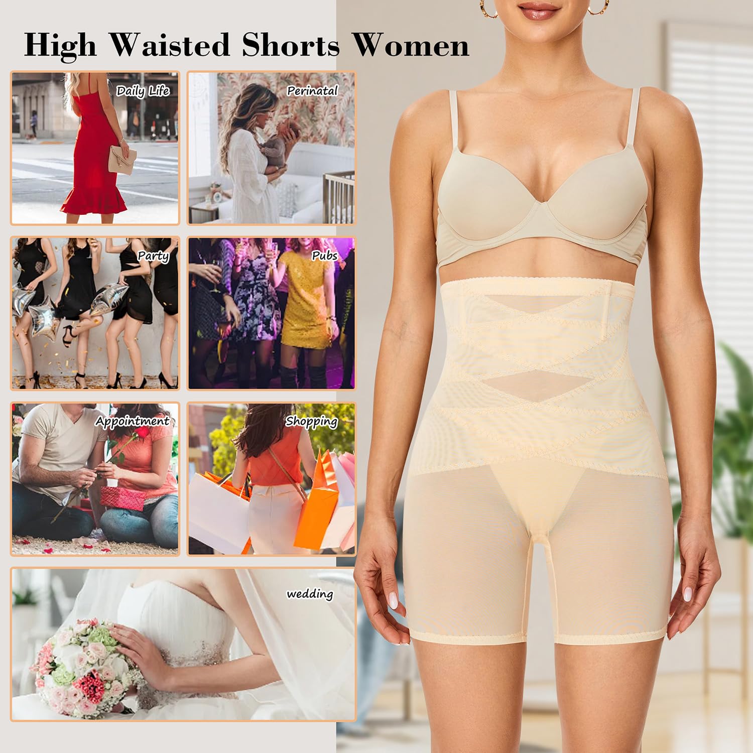 FLORATA High-Waisted Shapewear Shorts for Women — image 5