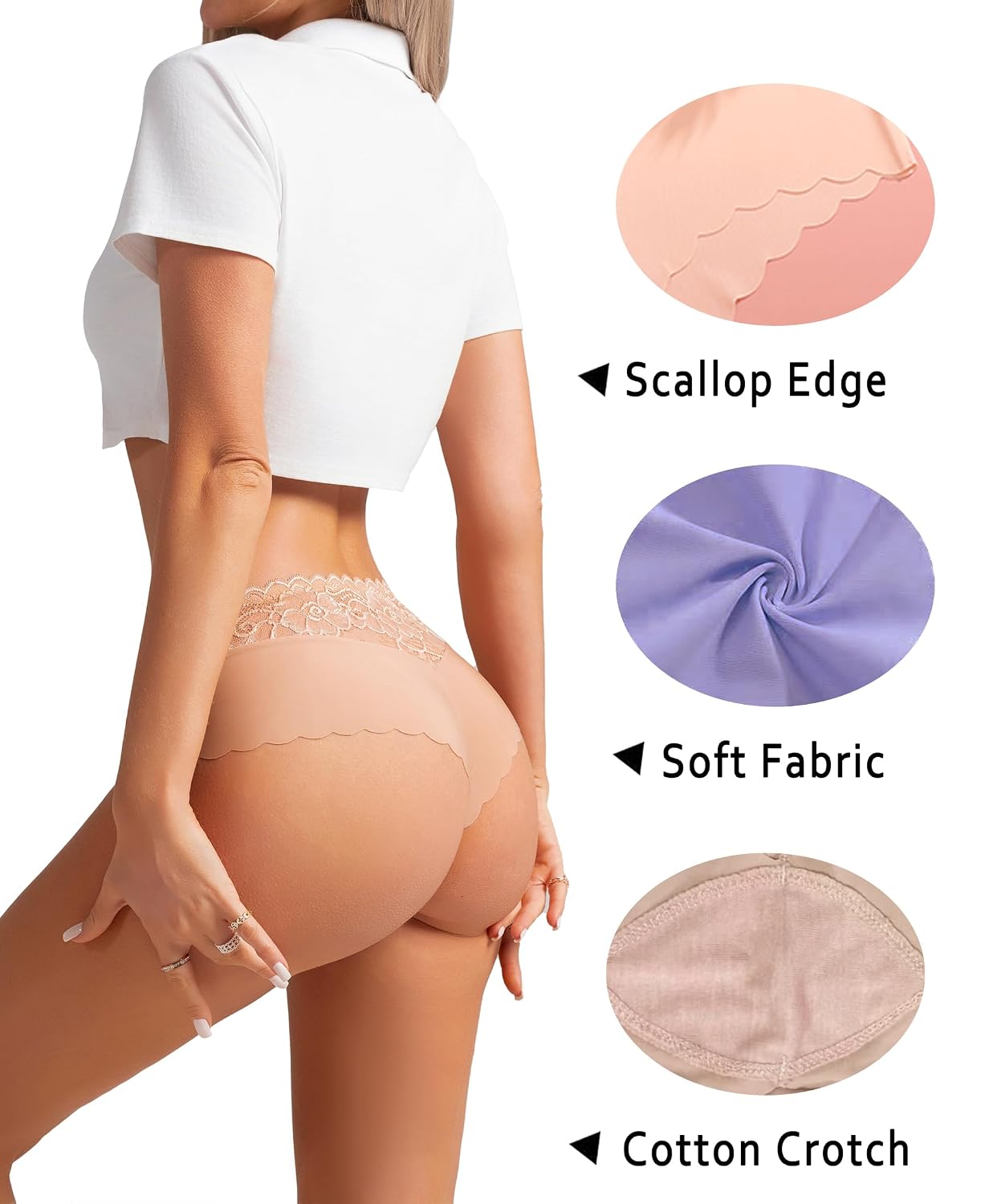 PENUUP Lace Cheeky Panties for Women 6 Pack — image 2