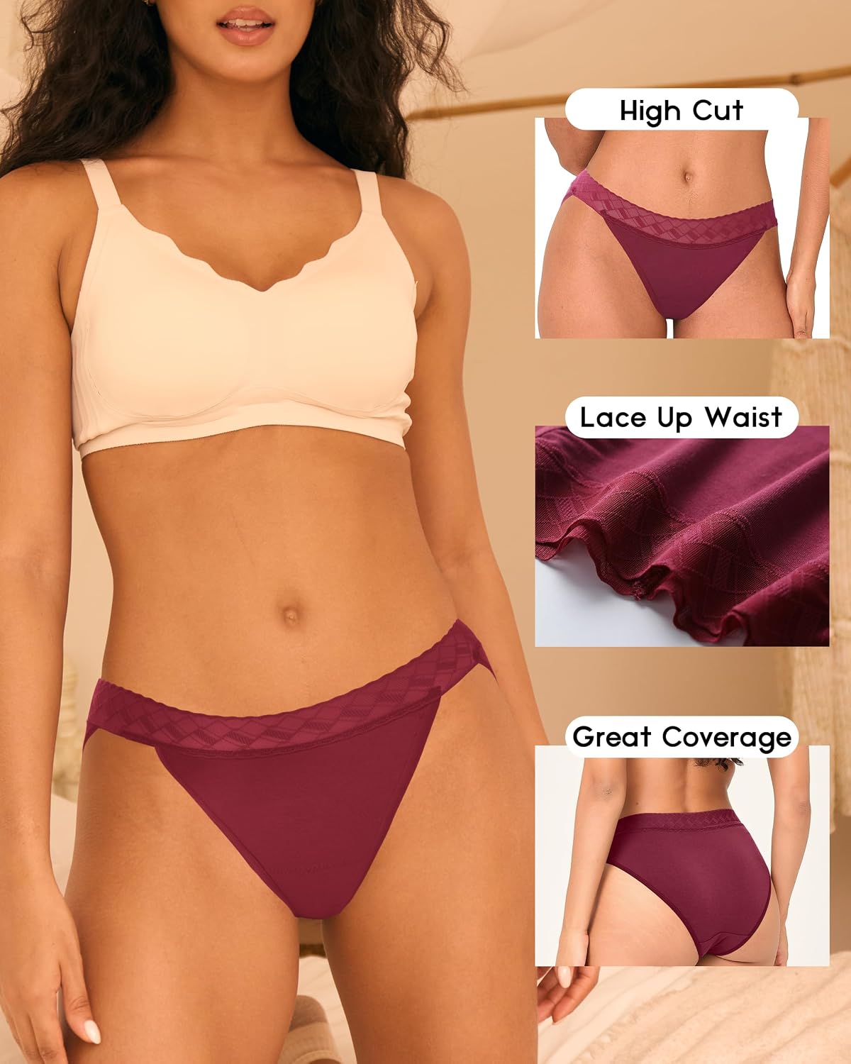 BAMBOO COOL High Cut Lace Bikini 6-Pack — image 2