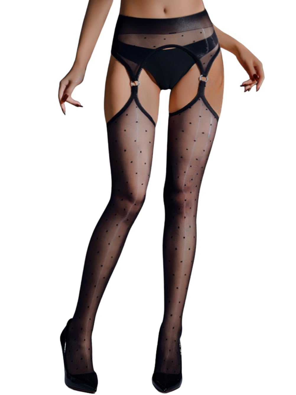 ShawGobow Polka Dot Garter Tights for Women