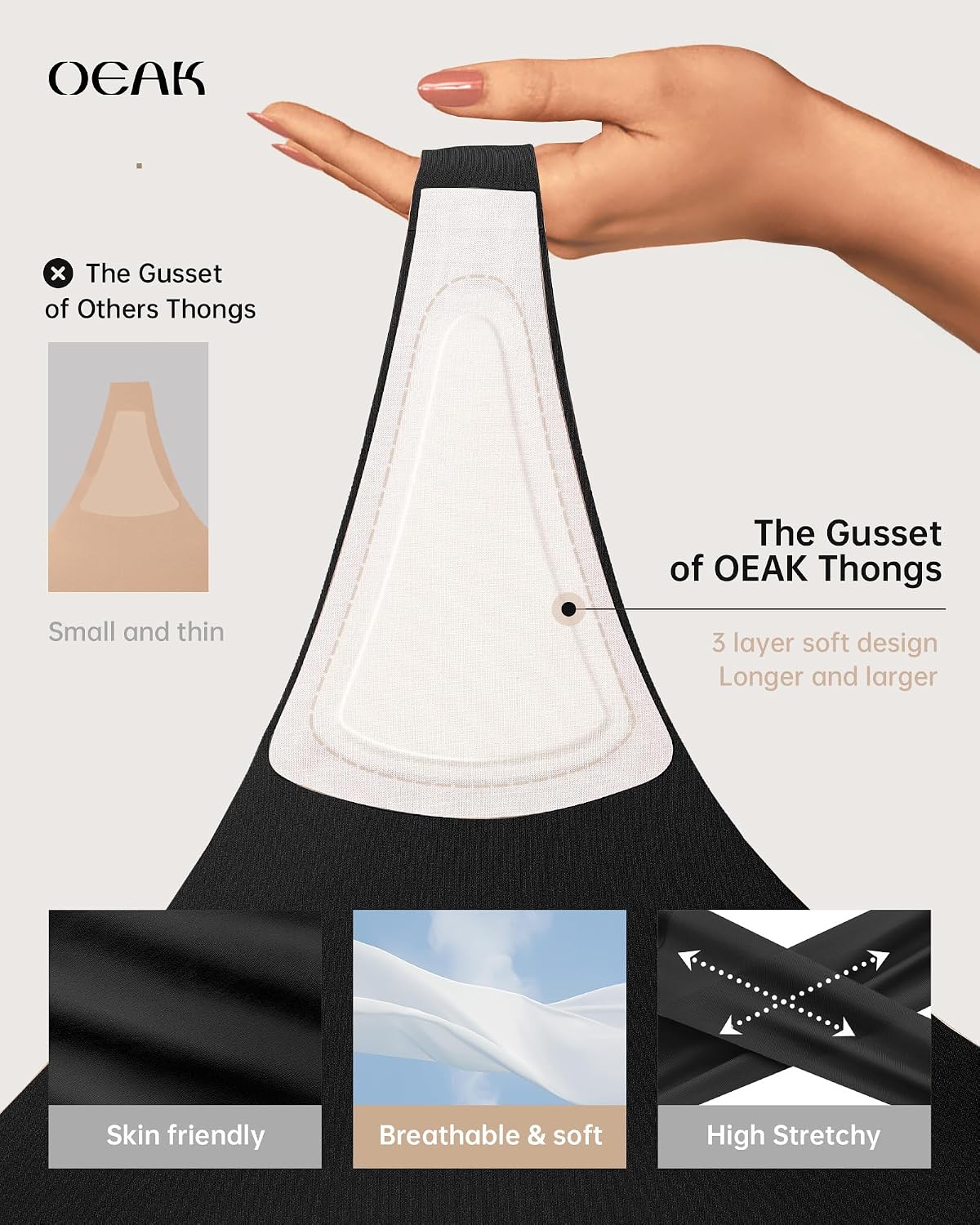 OEAK Seamless Invisible Thong for Women — image 5