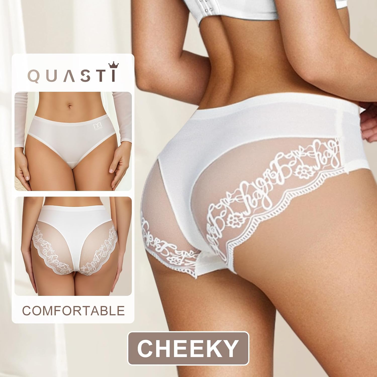 QUASTI Lace Silky Seamless Bikini 4-Pack — image 2