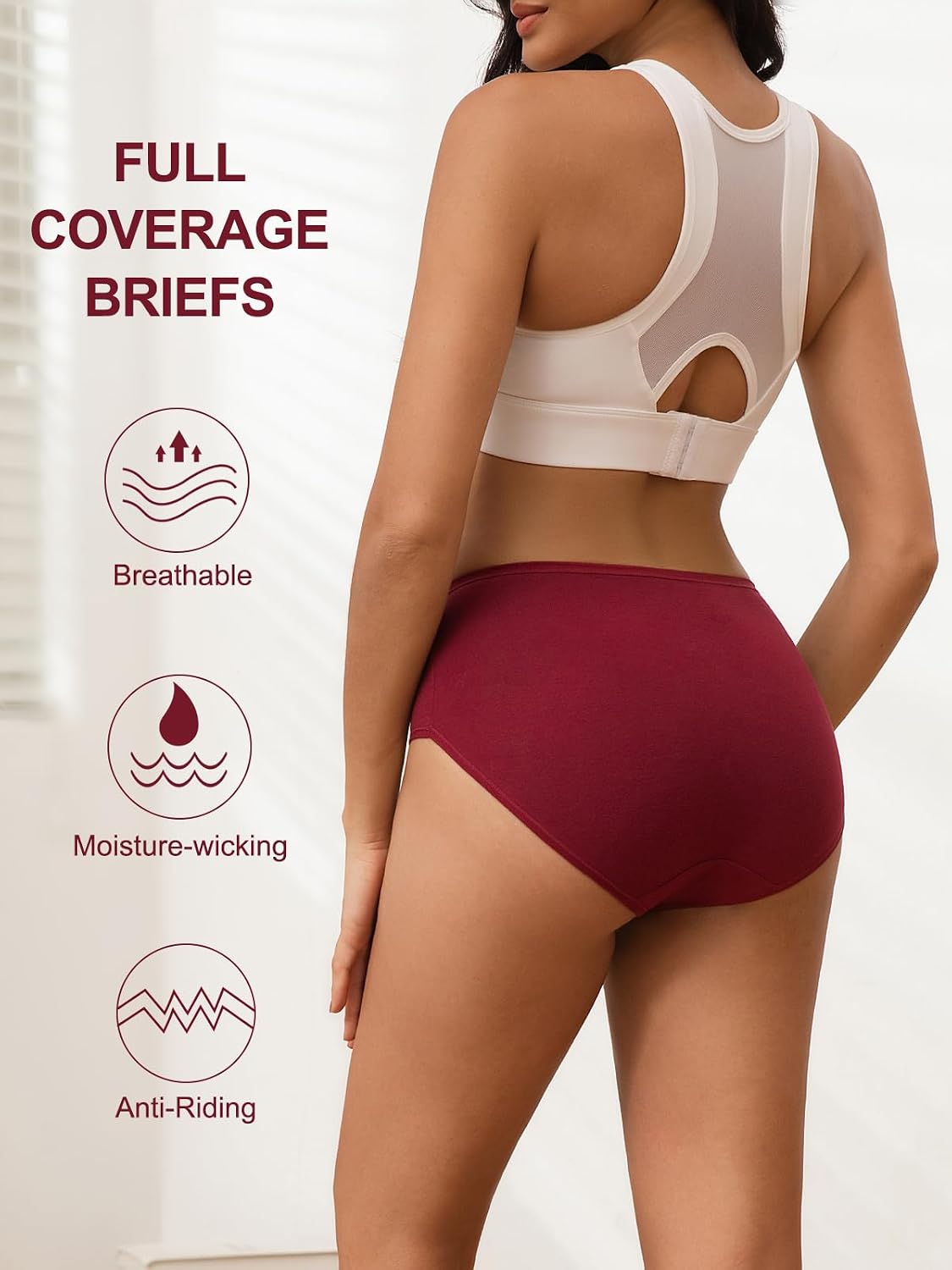 Vevmon Women's High Waisted Cotton Briefs 5-Pack — image 4