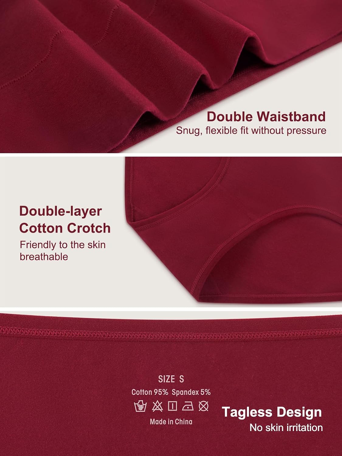 Vevmon Women's High Waisted Cotton Briefs 5-Pack — image 5