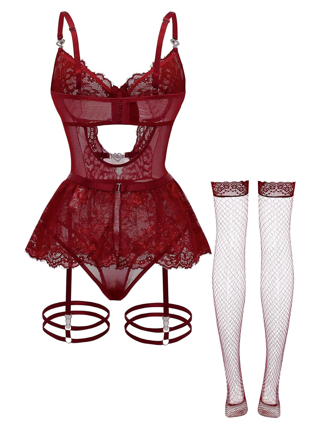Foxiny Sheer Lace Push-Up Corset Bodysuit Set — image 4