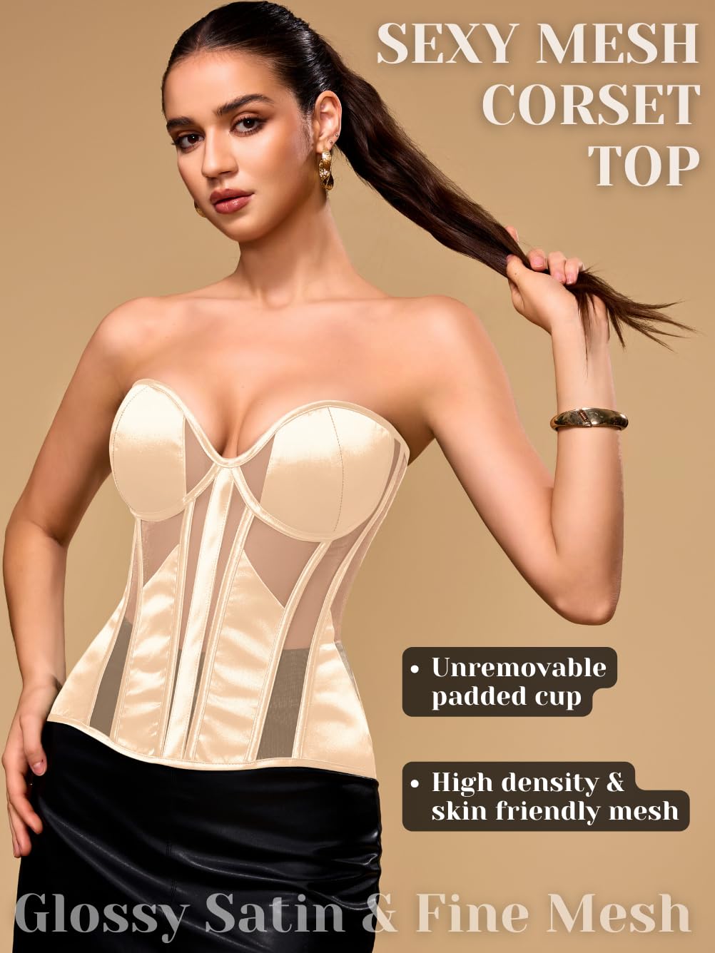 ChiaoLezhee Satin Mesh Strapless Corset Top — image 2