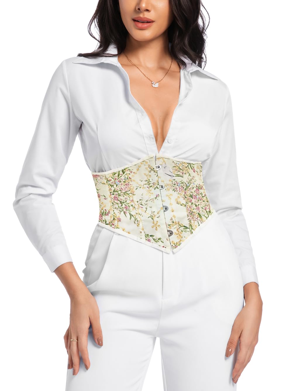 ChiaoLezhee Women's Jacquard Underbust Corset Belt