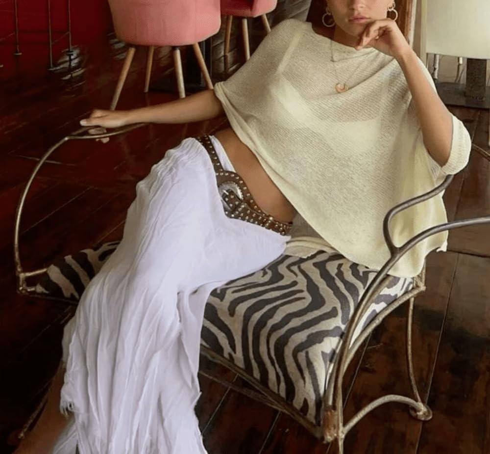 Women's Sheer Knit Crochet Shrug Poncho — image 2