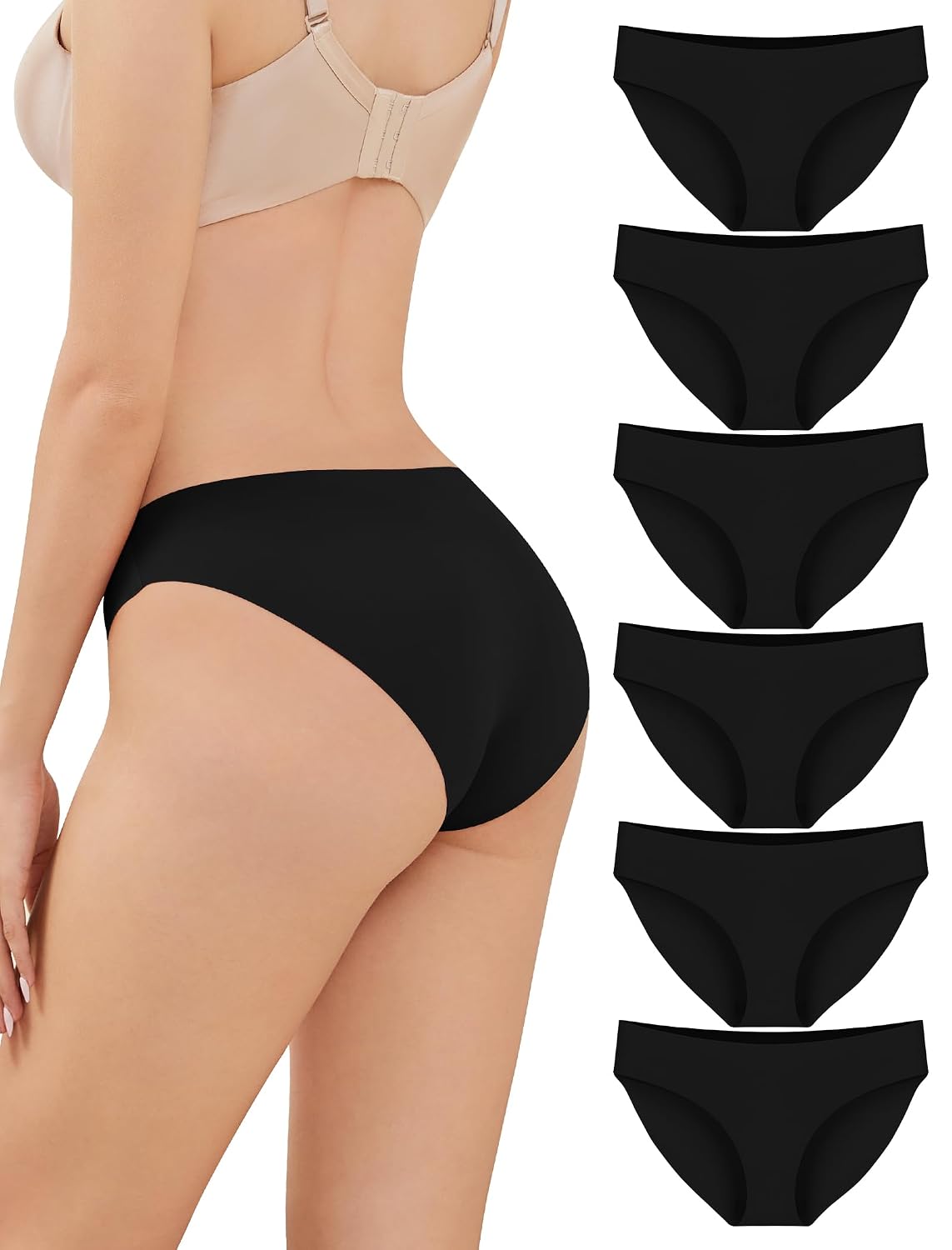 ANSUKOO Women's Seamless Bikini Underwear 6-Pack