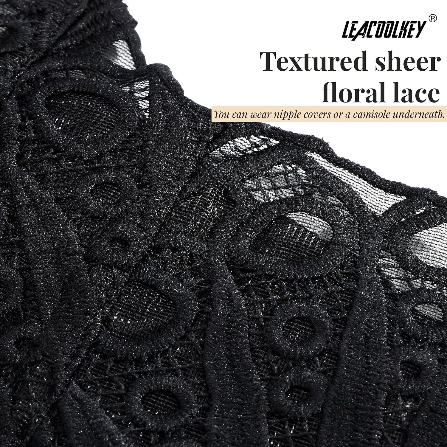 LEACOOLKEY Sheer Floral Lace Corset Top — image 3