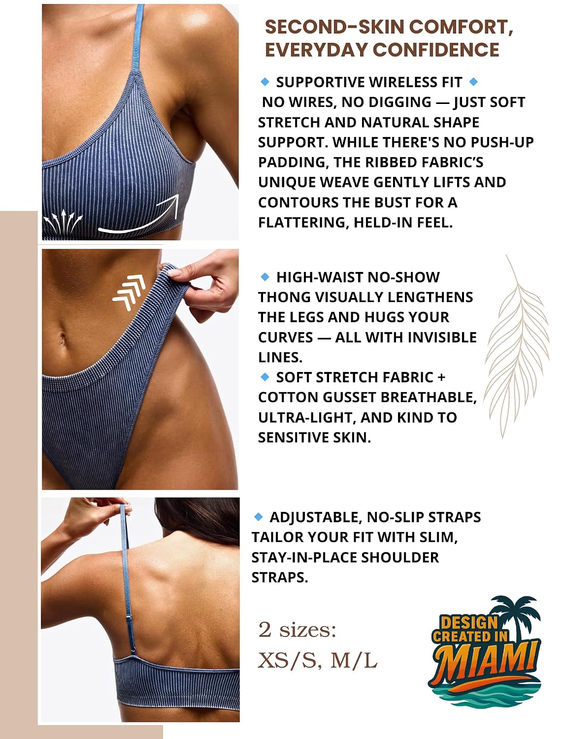 SOULINA Wireless Bralette & High-Waist Panty Set