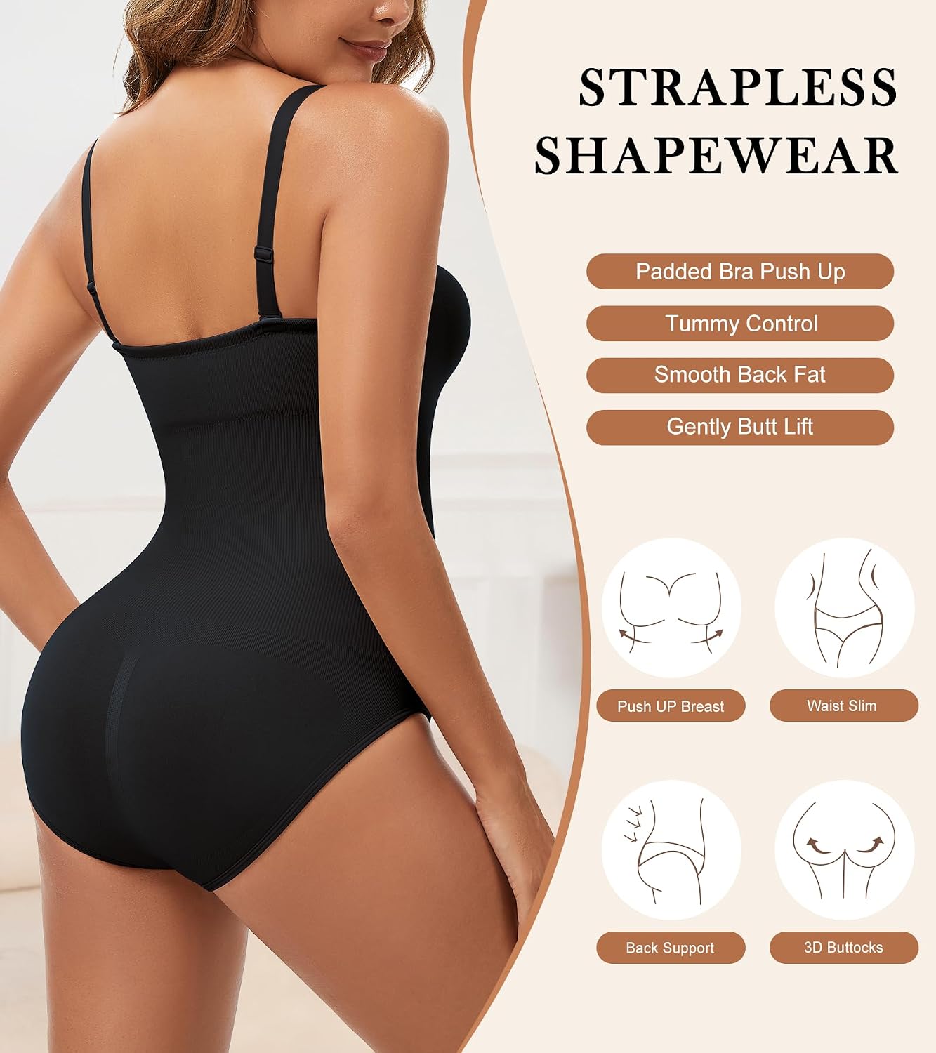 Miguofan Strapless Shapewear Bodysuit with Built-In Bra — image 2