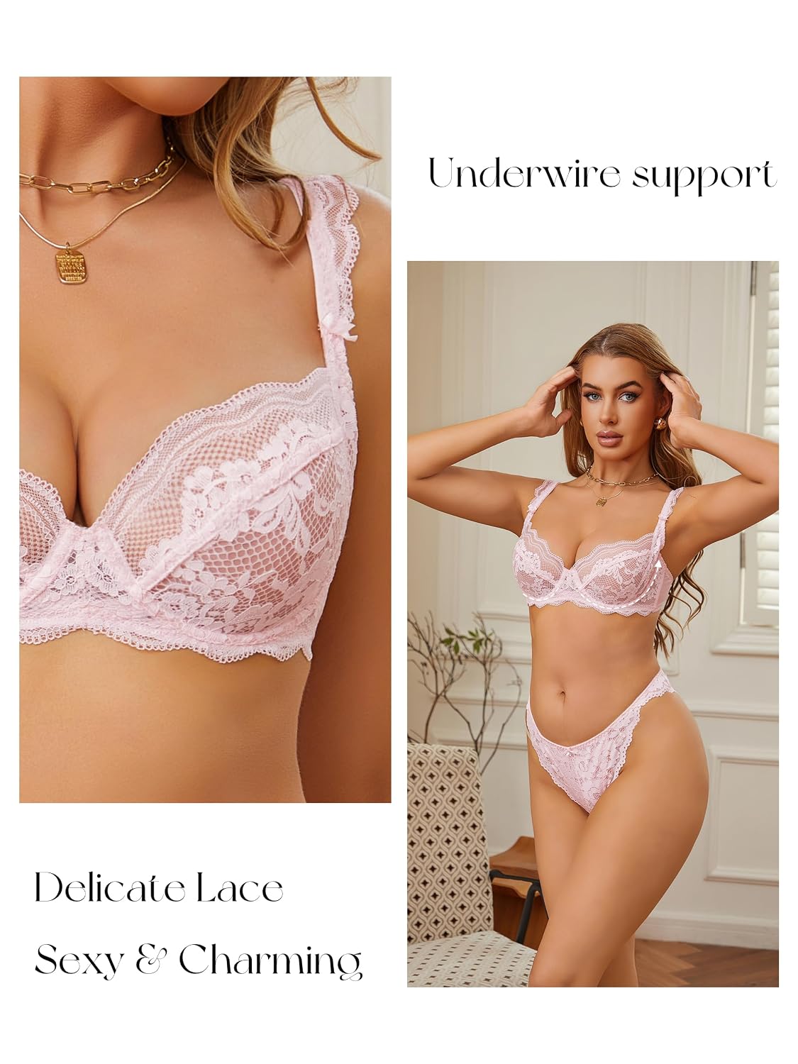 zossav Women's Floral Lace Plunge Balconette Bra — image 4