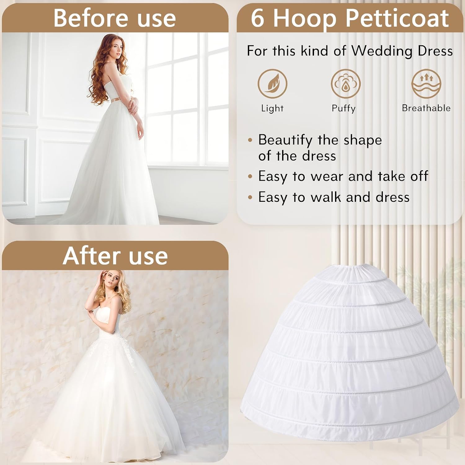 Essyle 6-Hoop Petticoat Skirt for Women — image 4