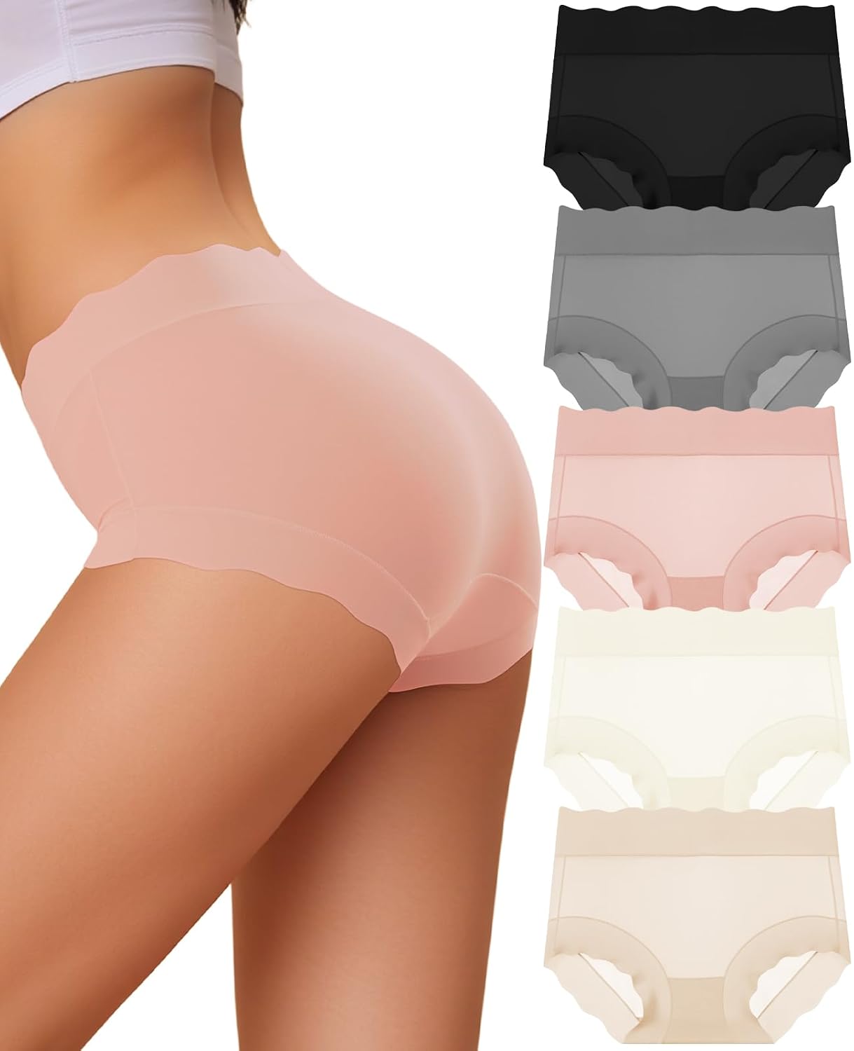 Sazoox High Waisted Full Coverage Panties 5 Pack