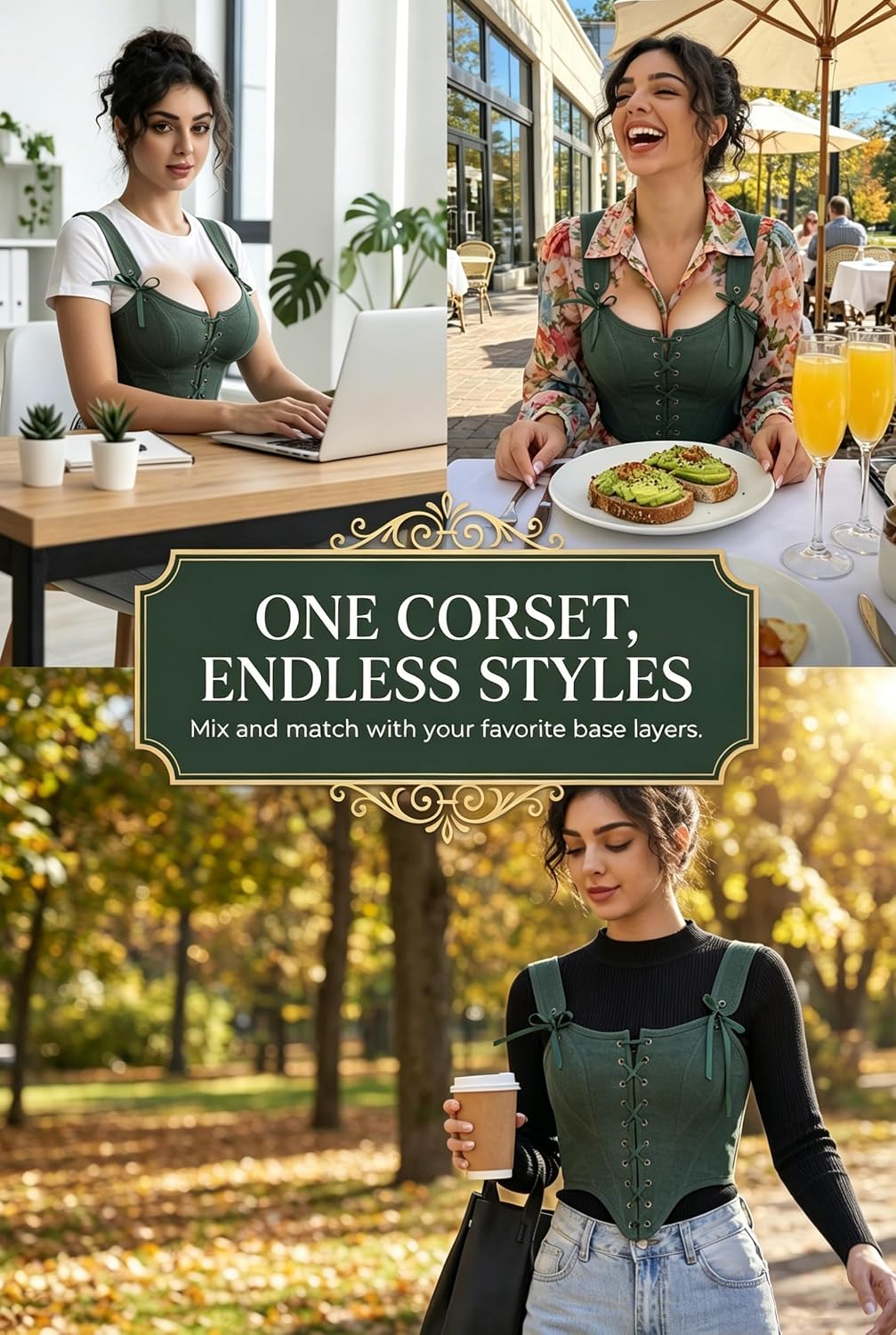 Grodress Linen Overbust Corset Top for Women — image 8