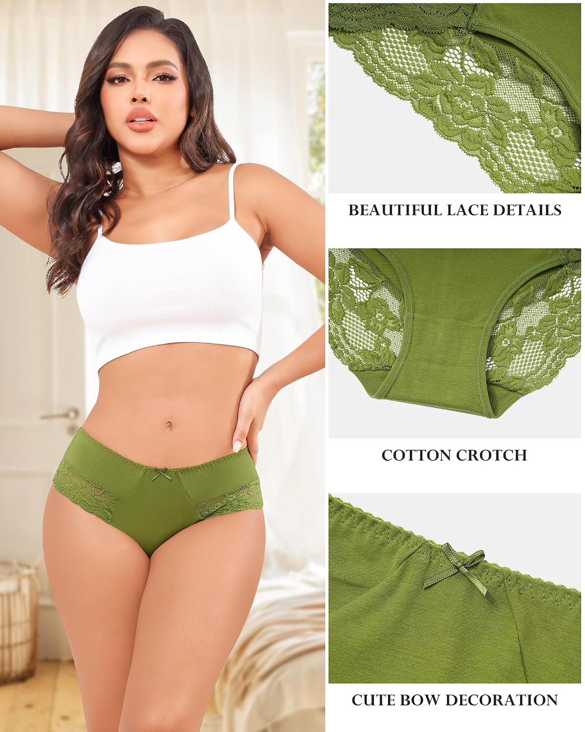 LEVAO Women's Cotton Lace Bikini Panties 6-Pack — image 4