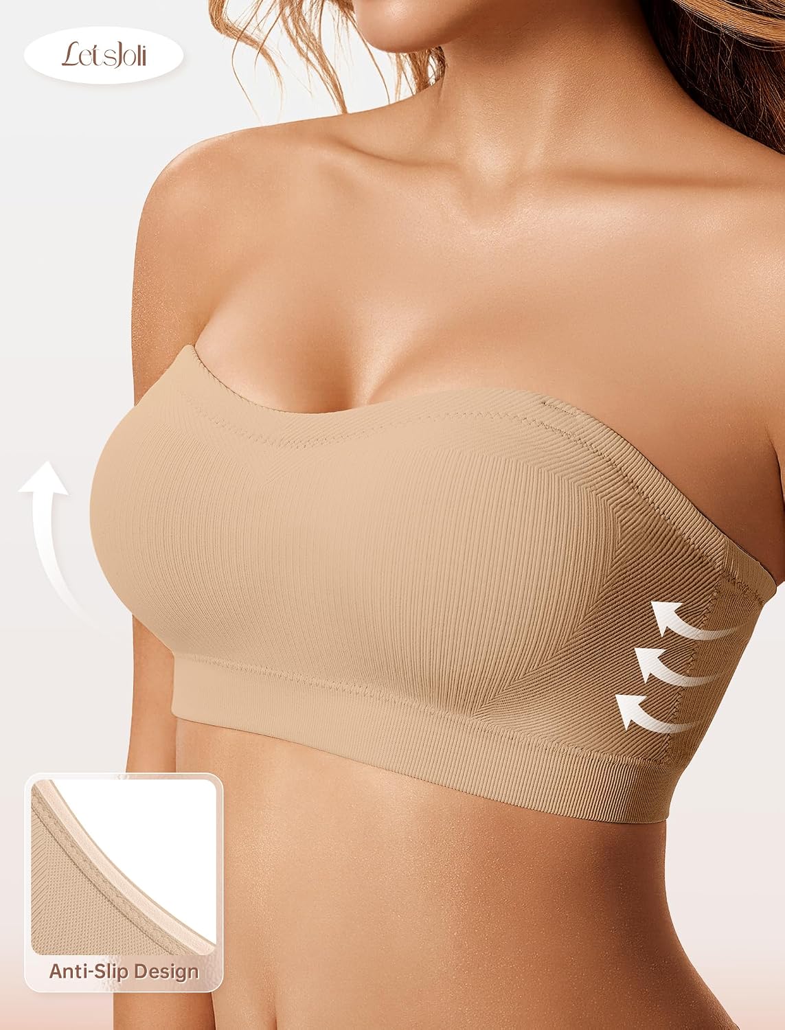 LetsJoli Strapless Push Up Bandeau Bra for Women — image 2