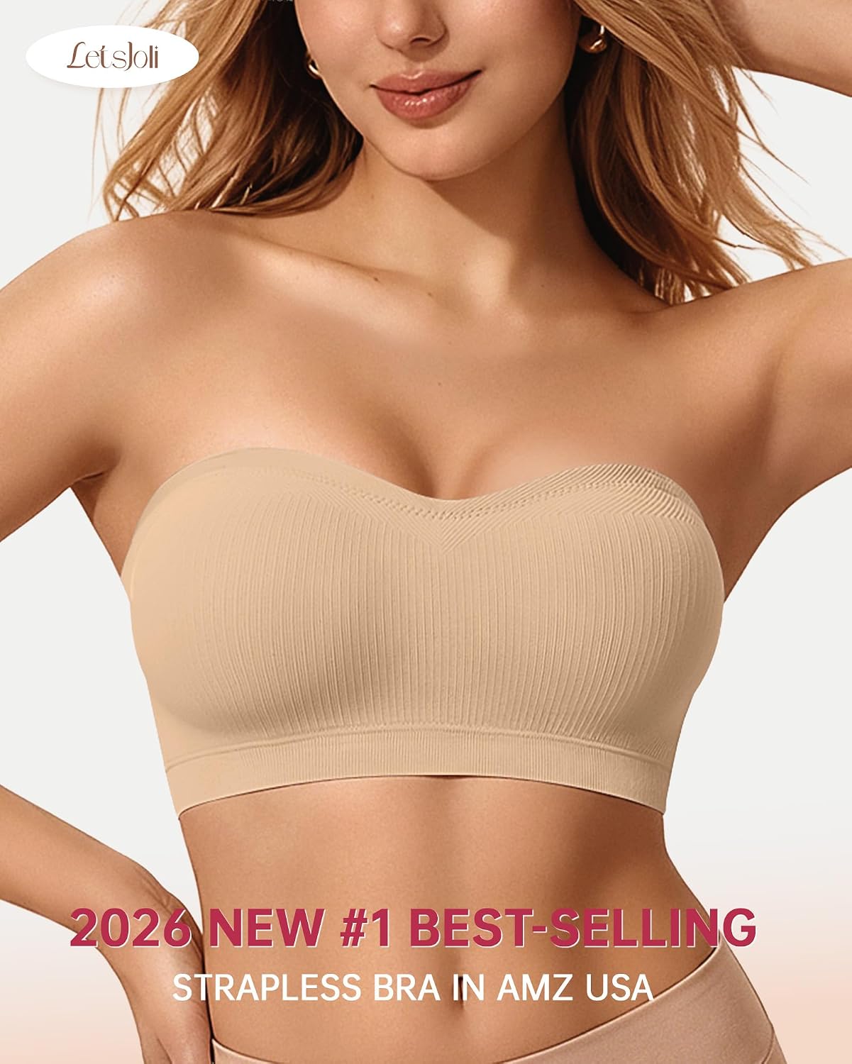 LetsJoli Strapless Push Up Bandeau Bra for Women — image 3