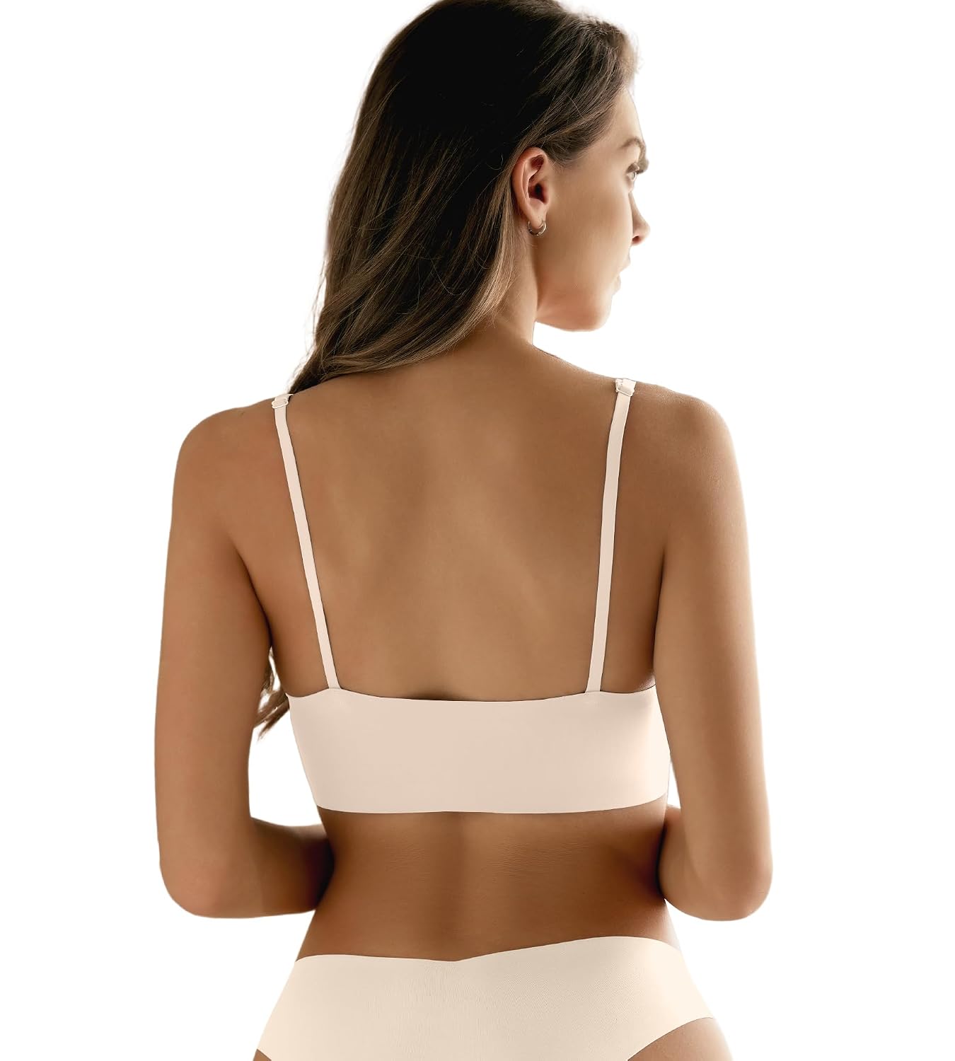 DEANGELMON padded V bralette, smooth wide pull-on back and spaghetti straps