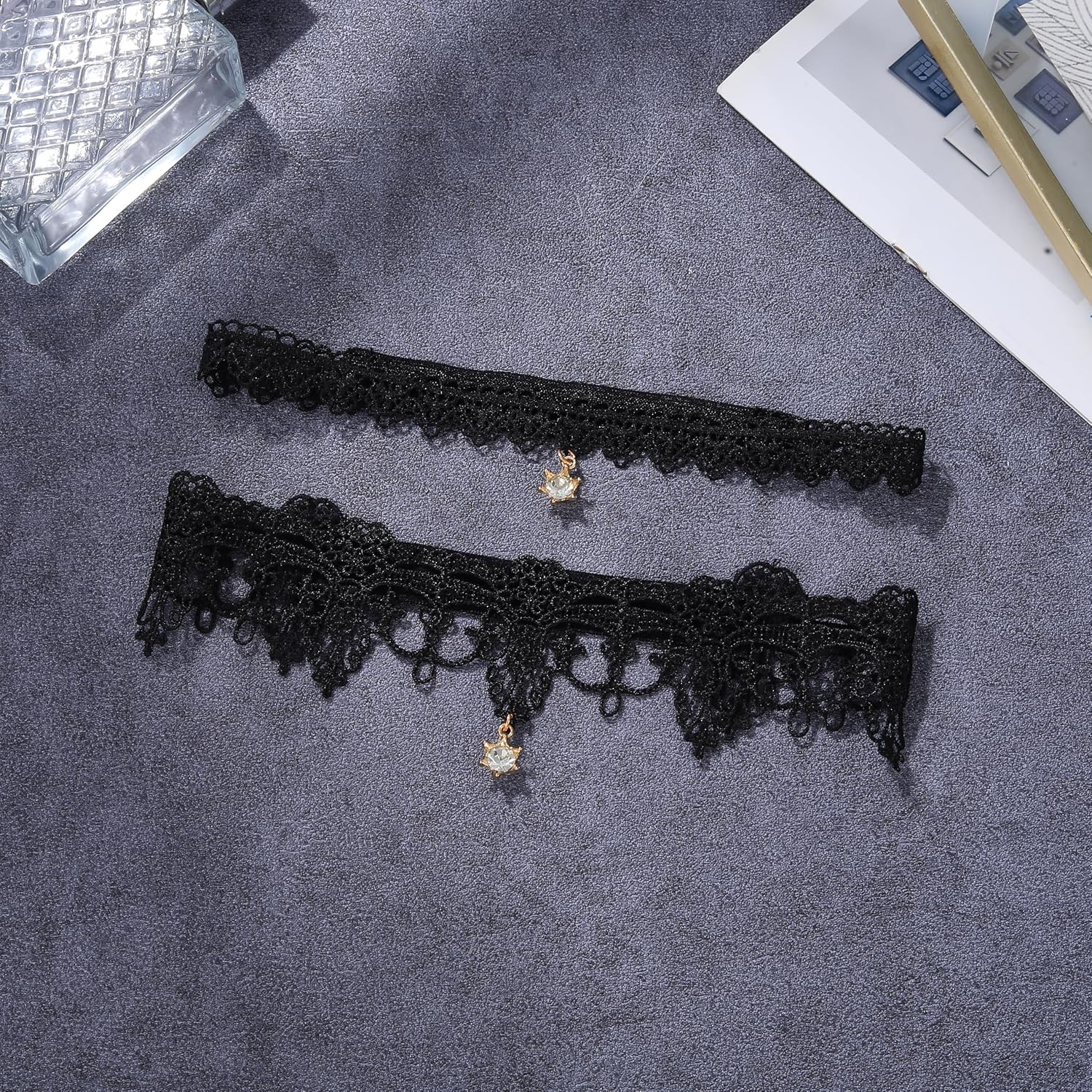 EVAZEN Lace Rhinestone Bridal Garter Set — image 2