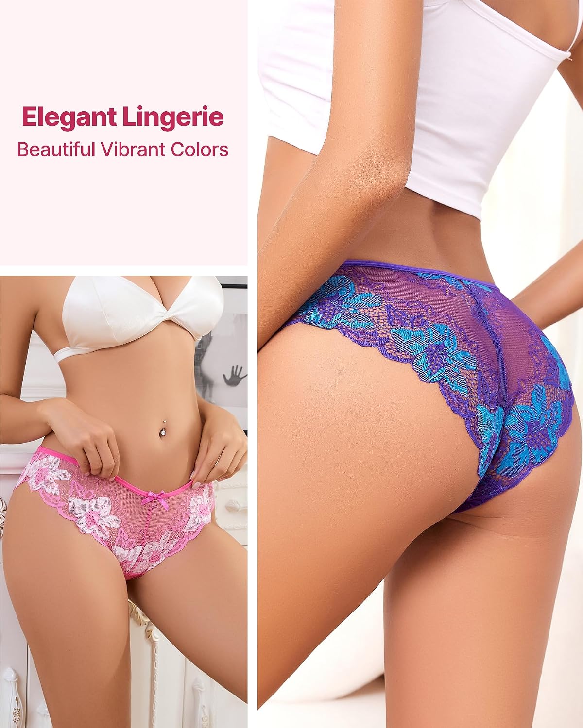 MQHZZJI Women's Lace Seamless Bikini Panties — image 2