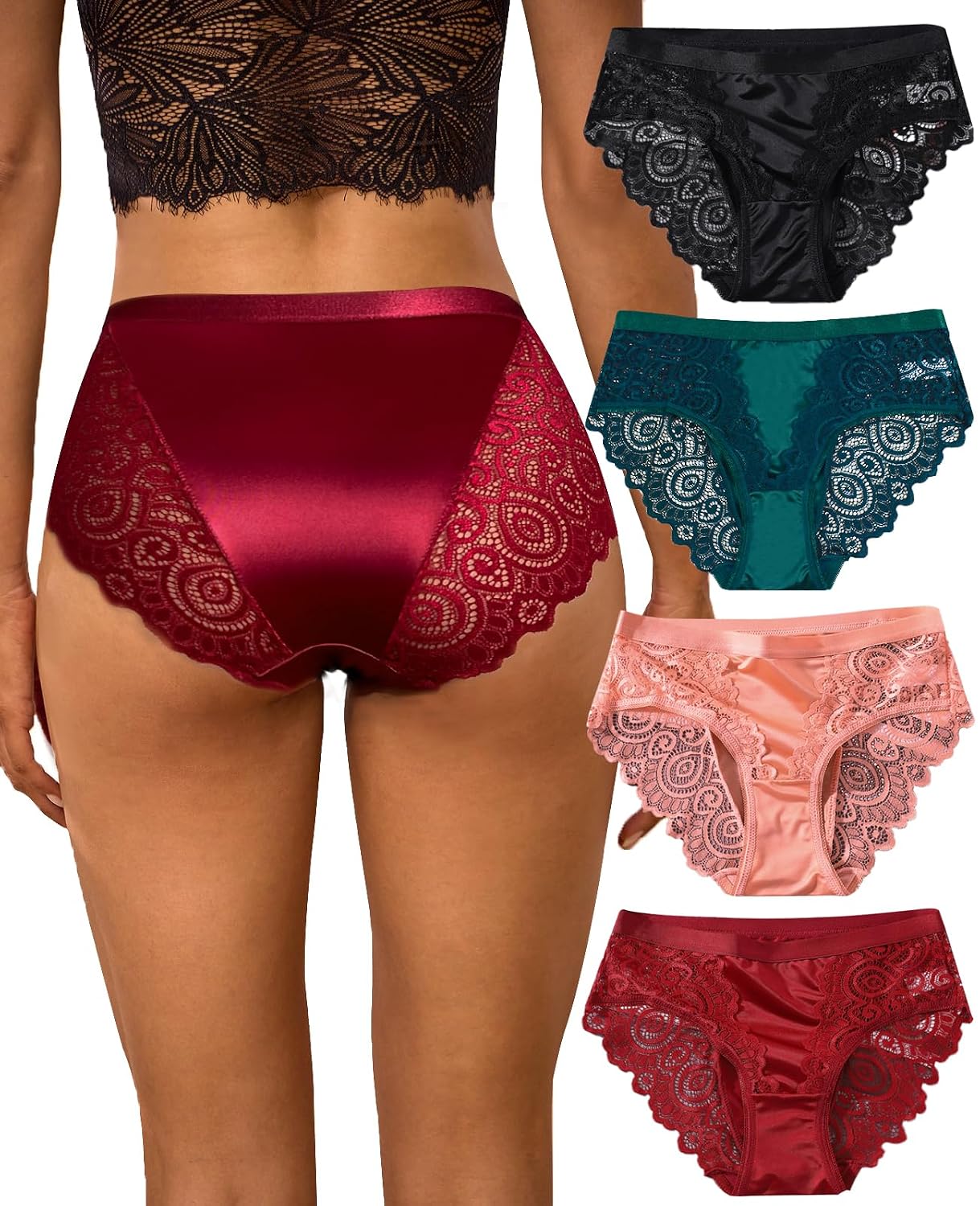 Kingfung Lace Hipster Bikini Panties for Women