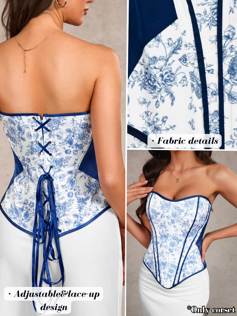 ChiaoLezhee Women's Long Floral Corset Bustier — image 3