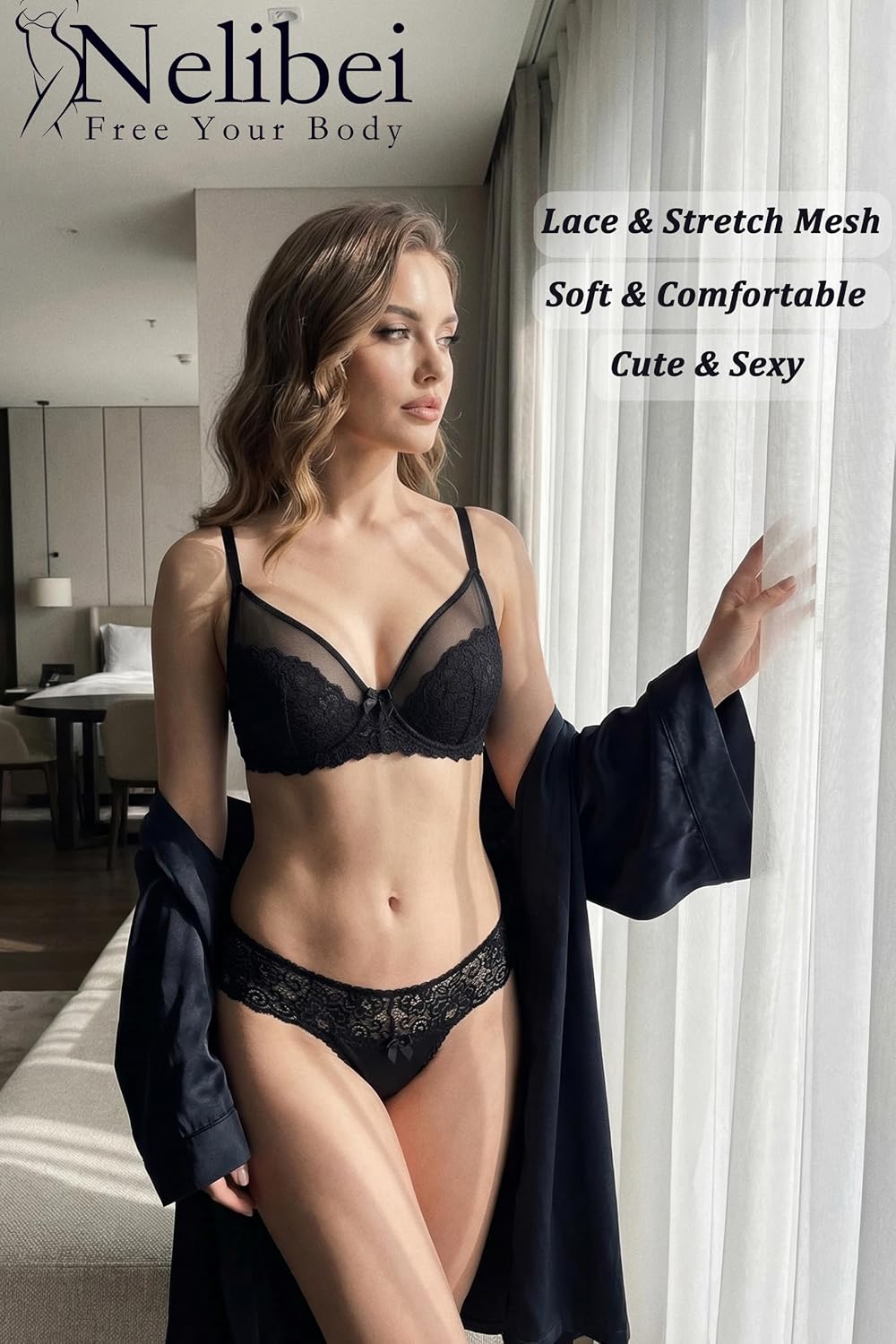 Nelibei Lace 2-Piece Bra and Panty Set — image 3