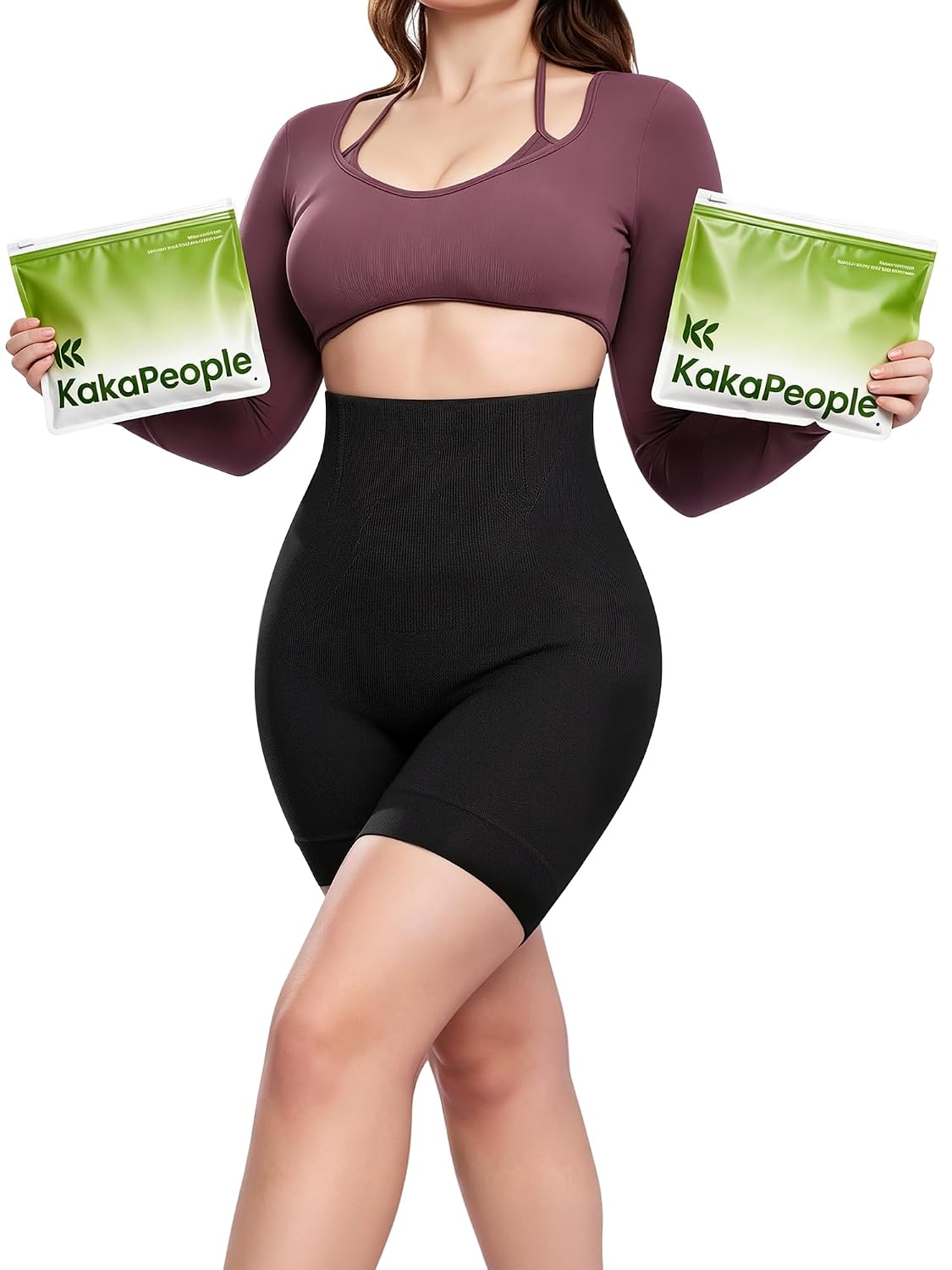 KAKAPEOPLE 2-Pack High Waist Tummy Control Shapewear Shorts
