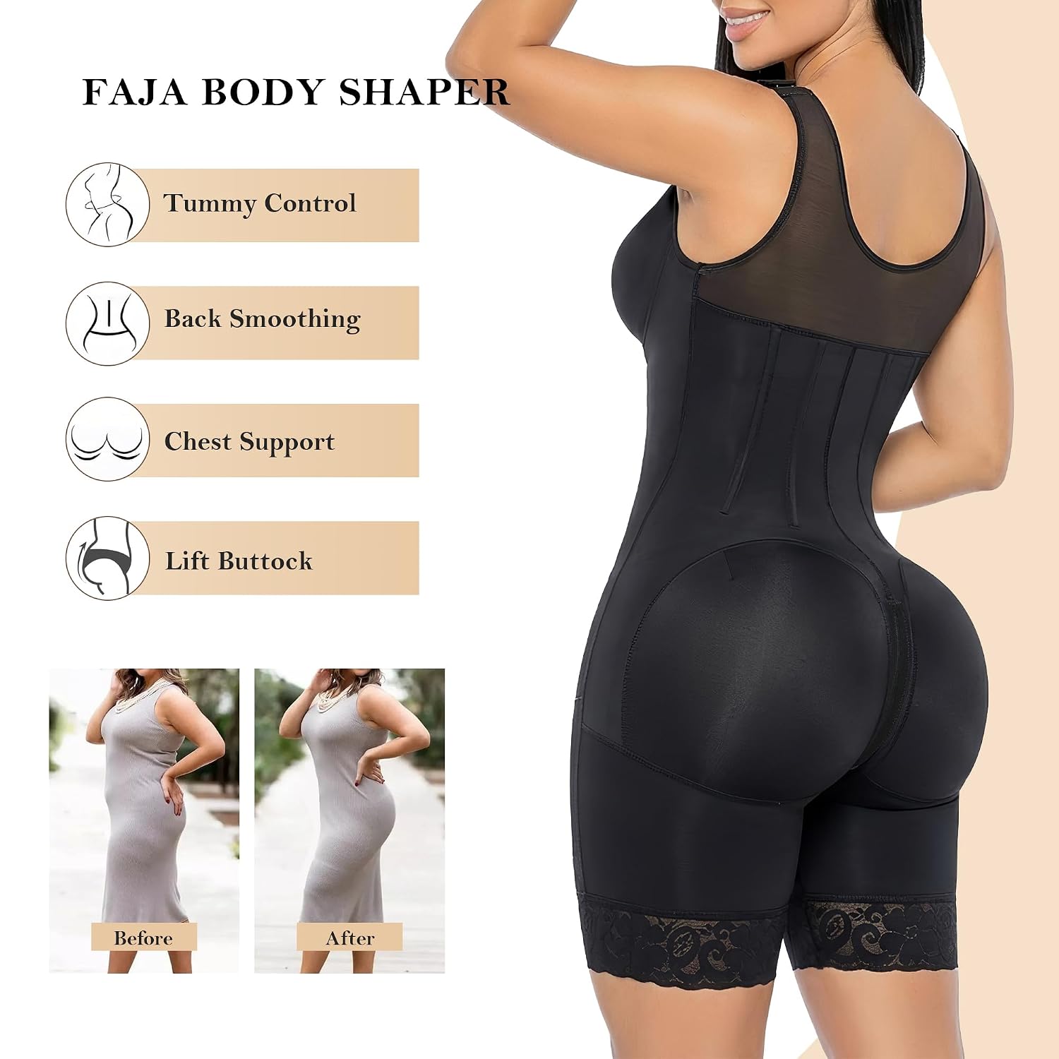 YIANNA Overbust Shapewear Tummy Control Body Shaper — image 6