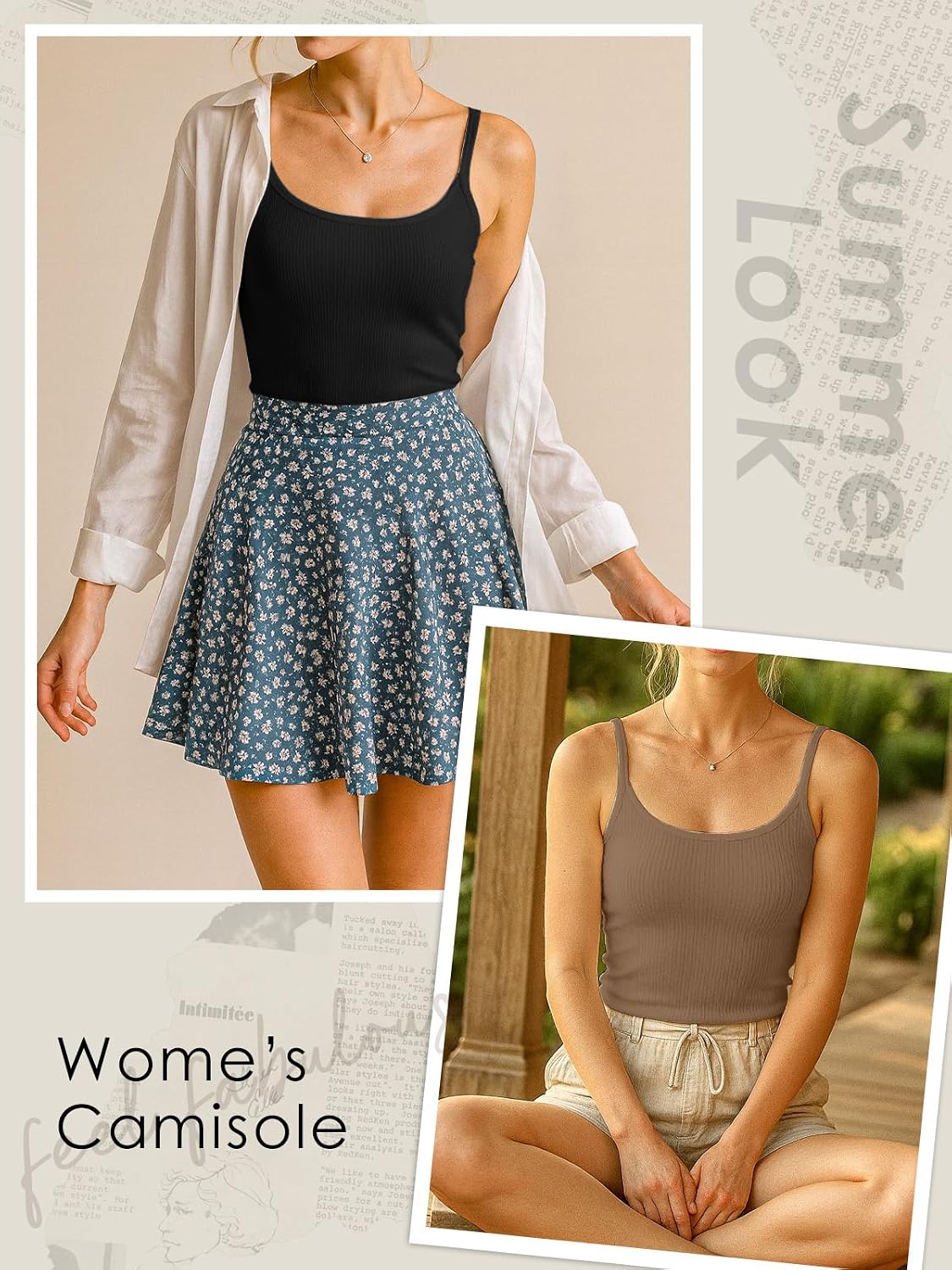 Ninee Ribbed Cami Tank with Built-in Bra — image 2