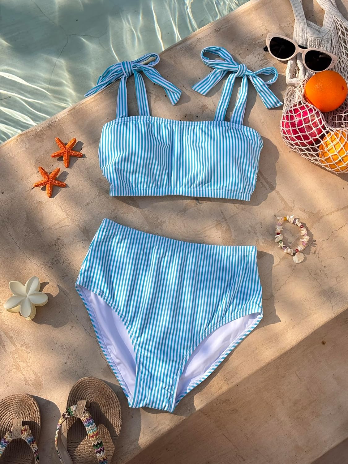 Herseas Tie Shoulder High Waisted Bikini Set — image 5