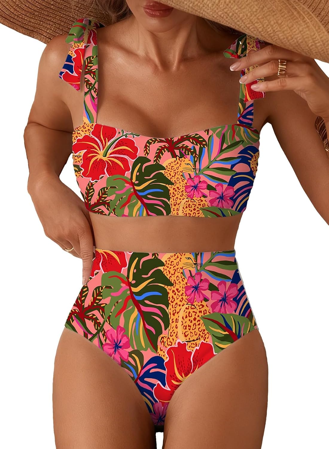 Herseas Tie Shoulder High Waisted Bikini Set — image 10