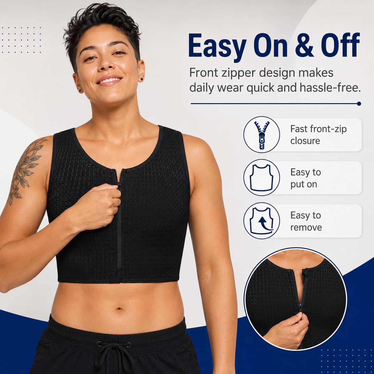 LGBT UNICORNS Zip Up Chest Binder for Trans — image 2