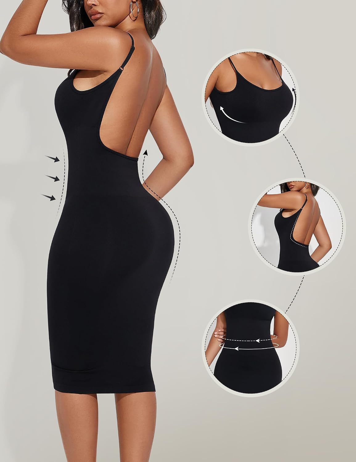 Takusun Backless Slip Dress with Tummy Control — image 2