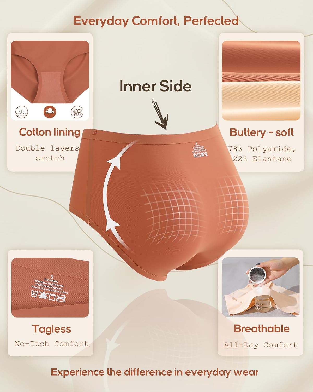 ROSYCORAL High Waisted Seamless Briefs 6-Pack — image 6