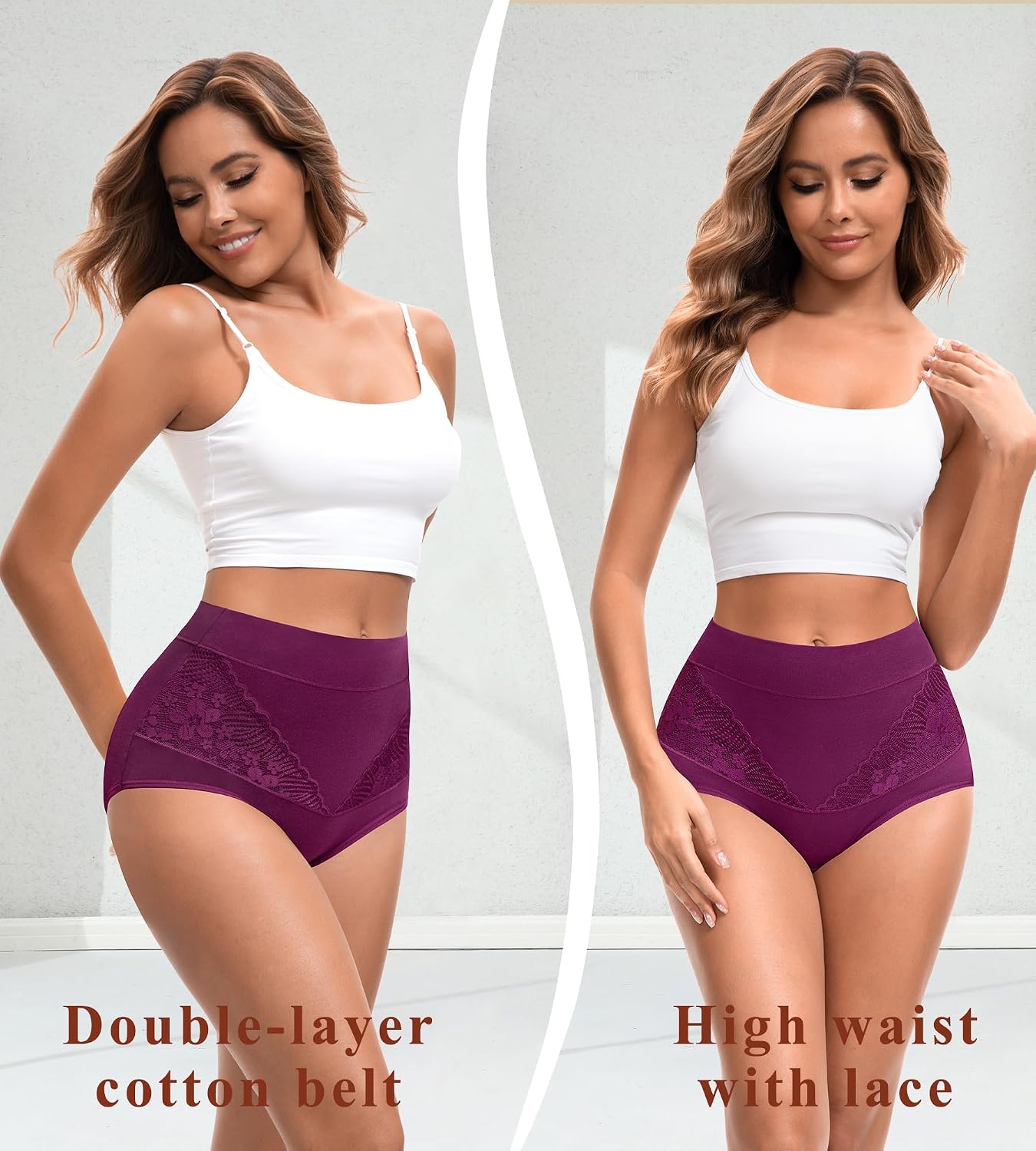 JUYINA Women's Cotton High Waisted Briefs 5 Pack — image 2