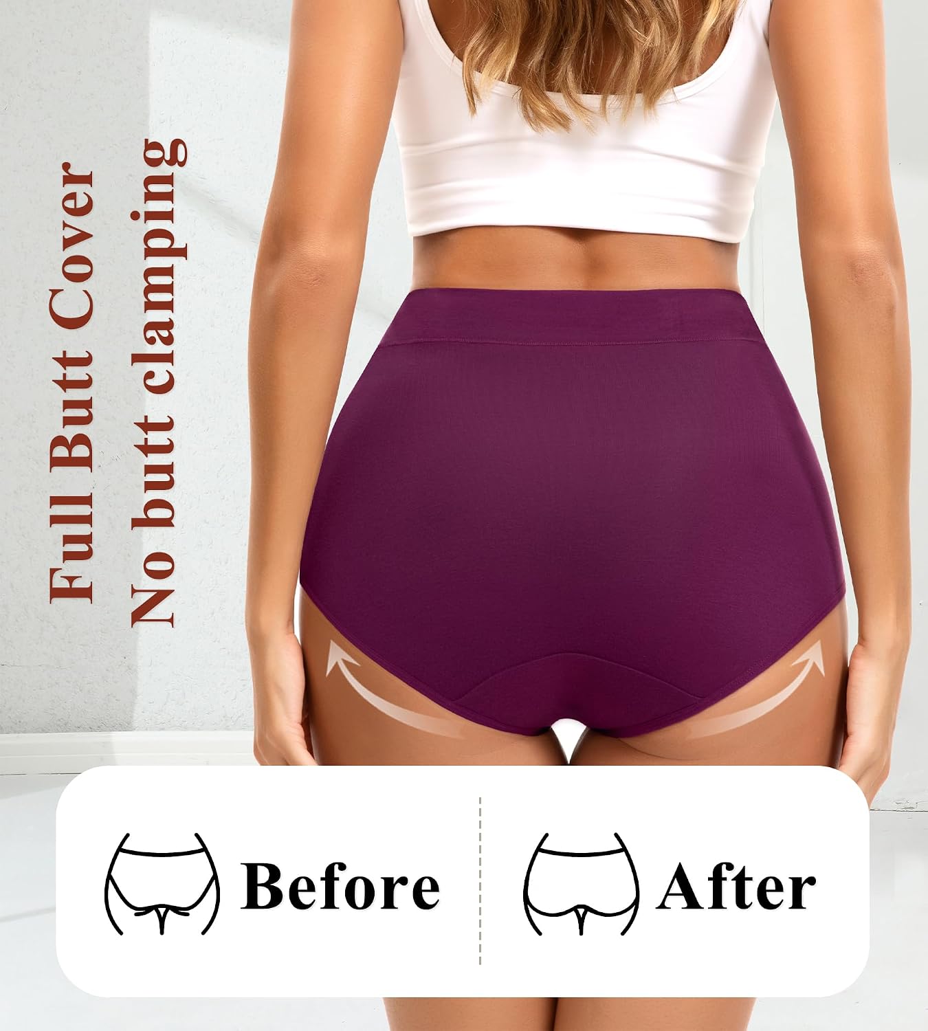 JUYINA Women's Cotton High Waisted Briefs 5 Pack — image 3