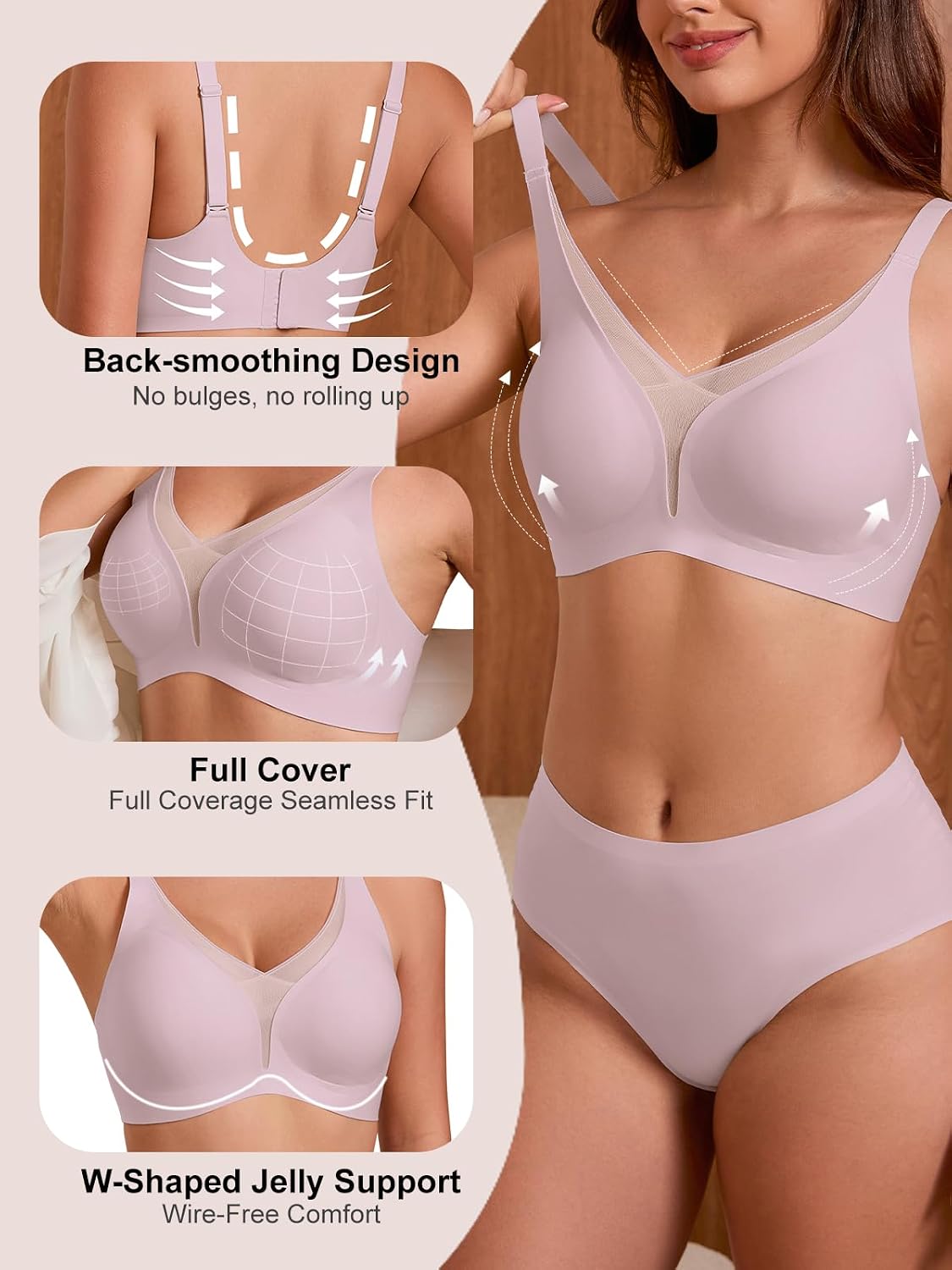 COCOMARTS Women's No Underwire Push Up Mesh Bra — image 2