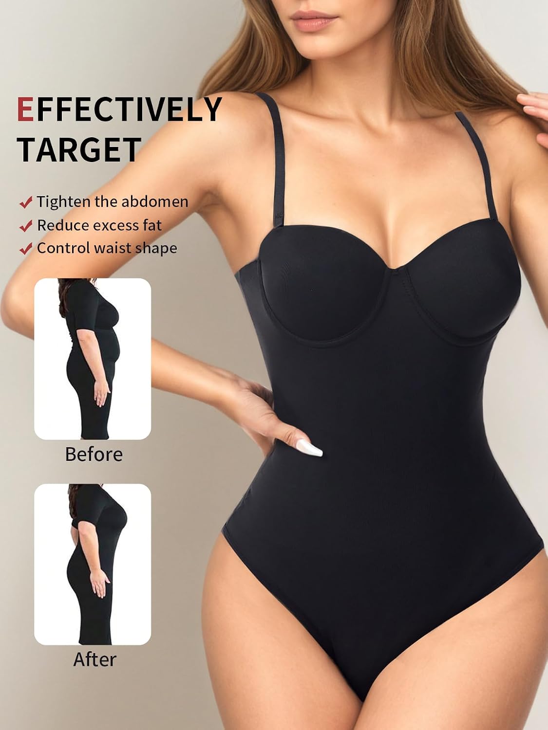 SKPNCV Women's Strapless Tummy Control Bodysuit — image 2