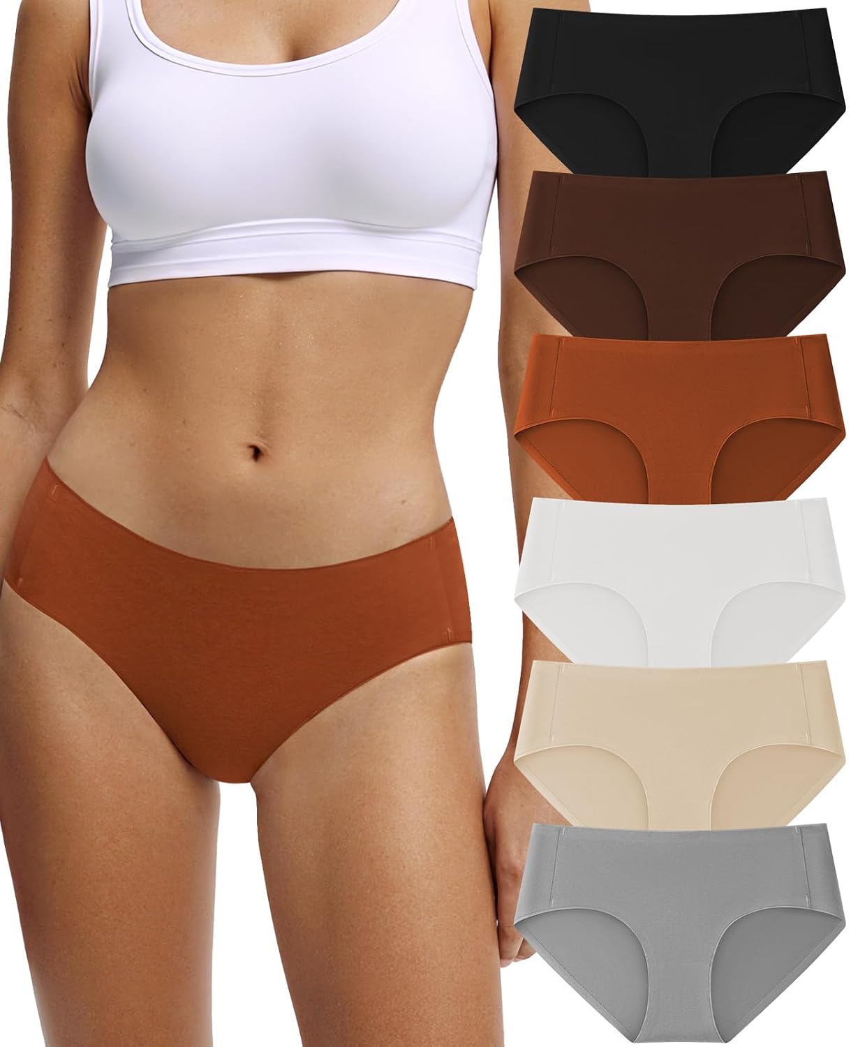 Yifumen Seamless Cotton Bikini Panties 6-Pack