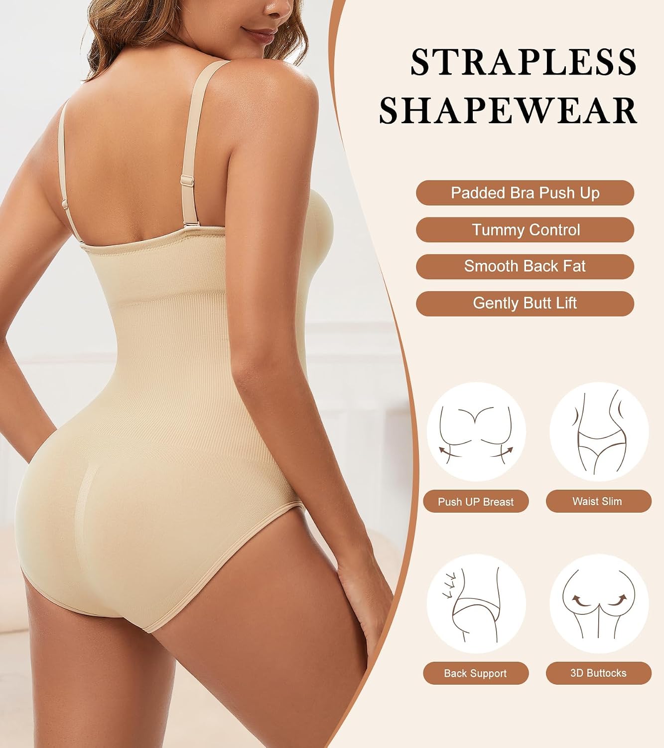 Miguofan Strapless Shapewear Bodysuit with Built-In Bra — image 2
