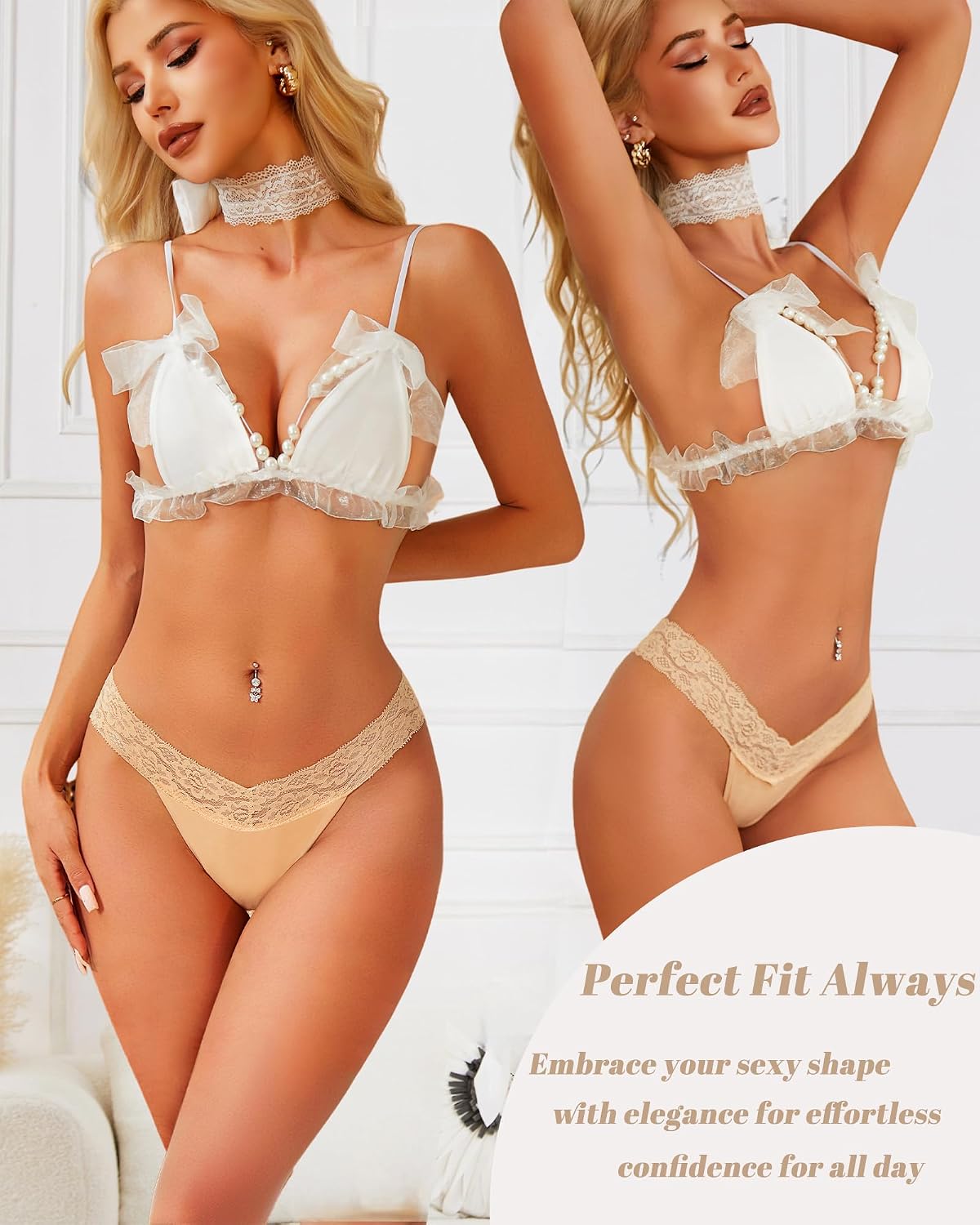 READY TO LOVE 9-Pack Cotton Lace Thongs — image 4