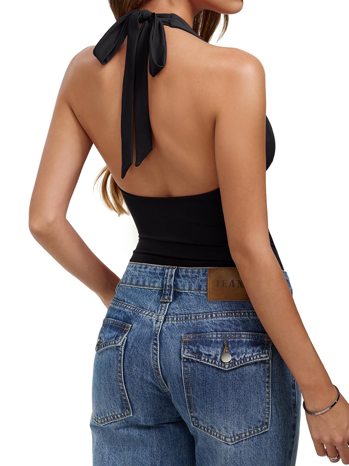 REORIA Women's Cowl Neck Halter Bodysuit — image 2
