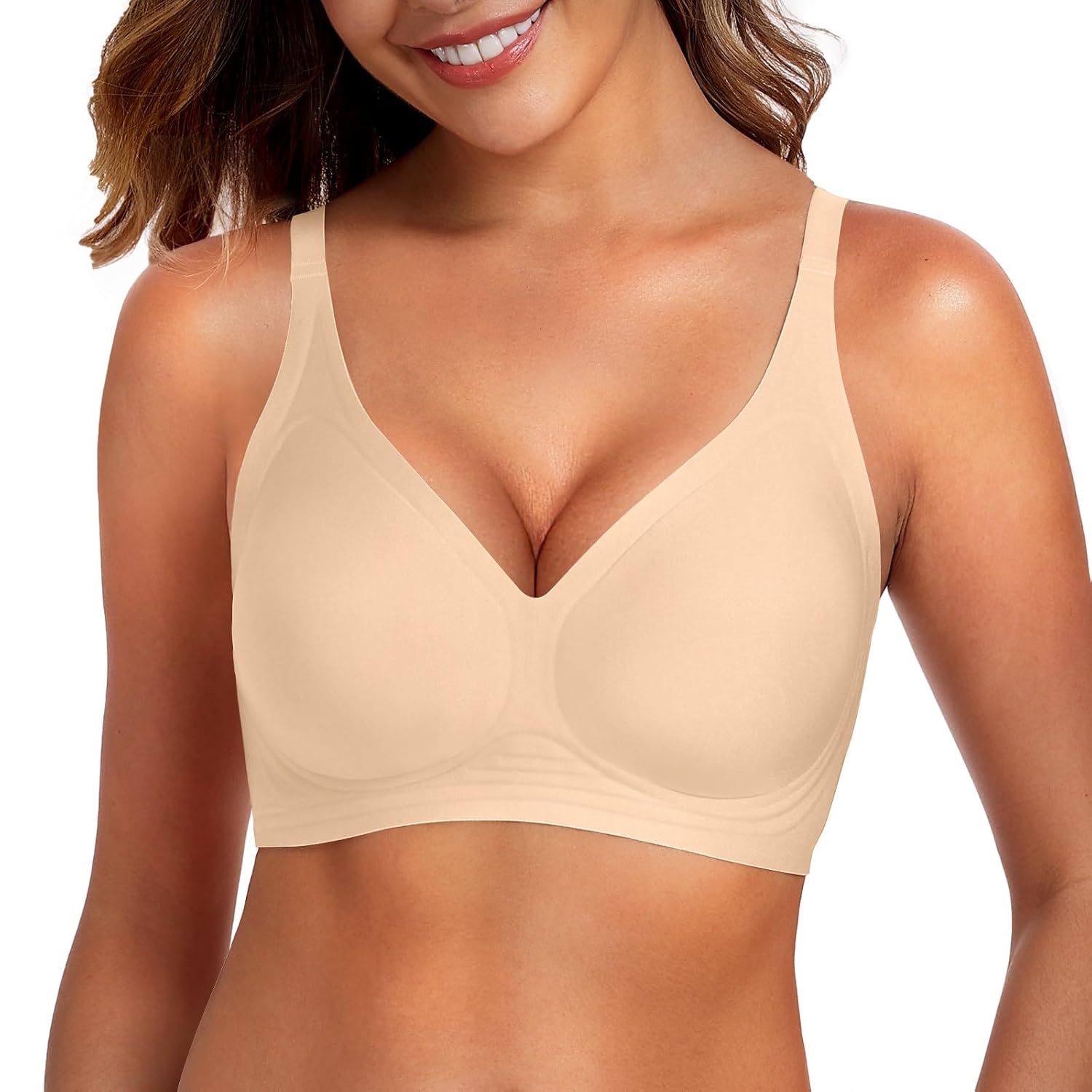 Wireless seamless push-up bra with full coverage