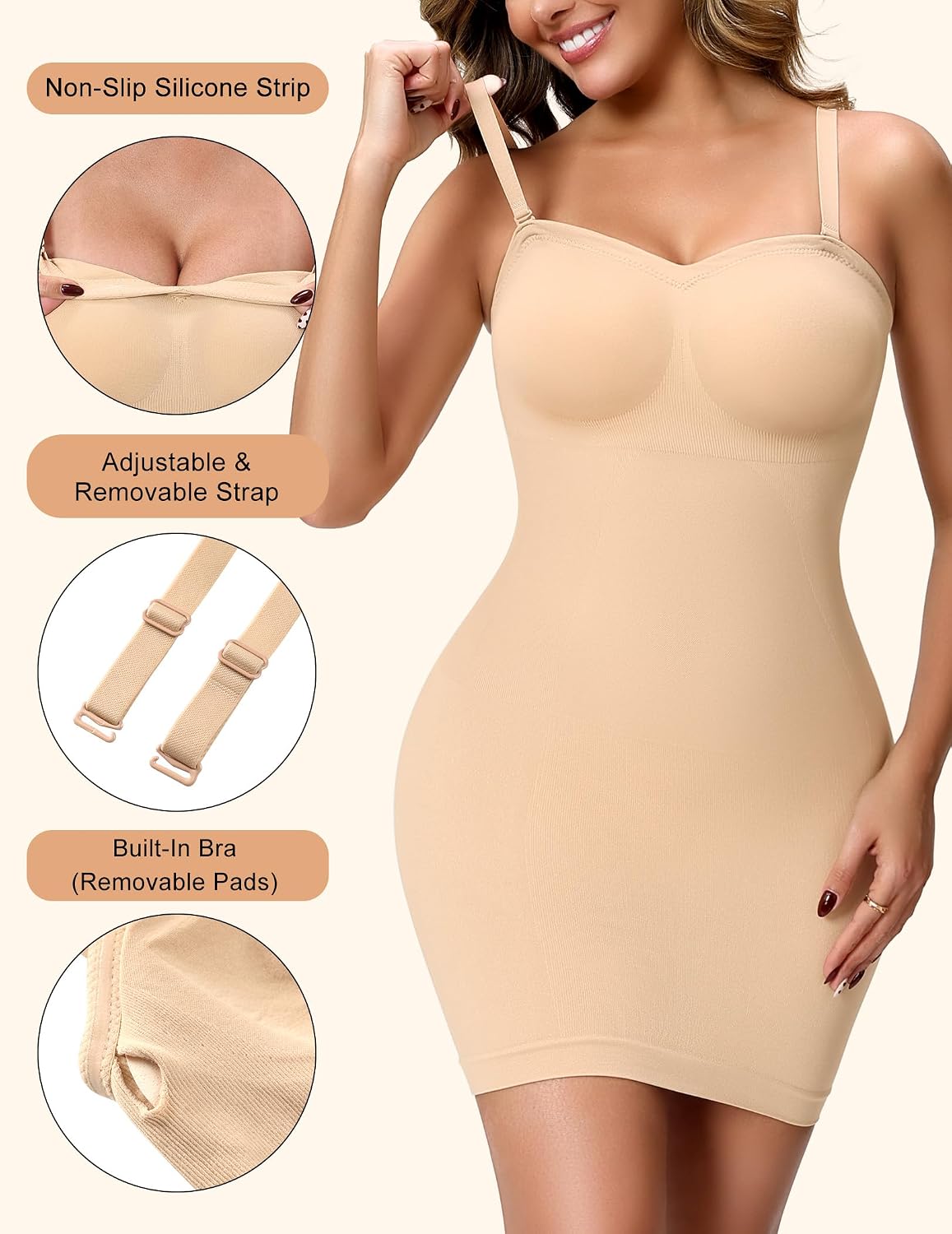 ANNZHIBRA Strapless Shapewear Slip with Built-in Bra — image 4