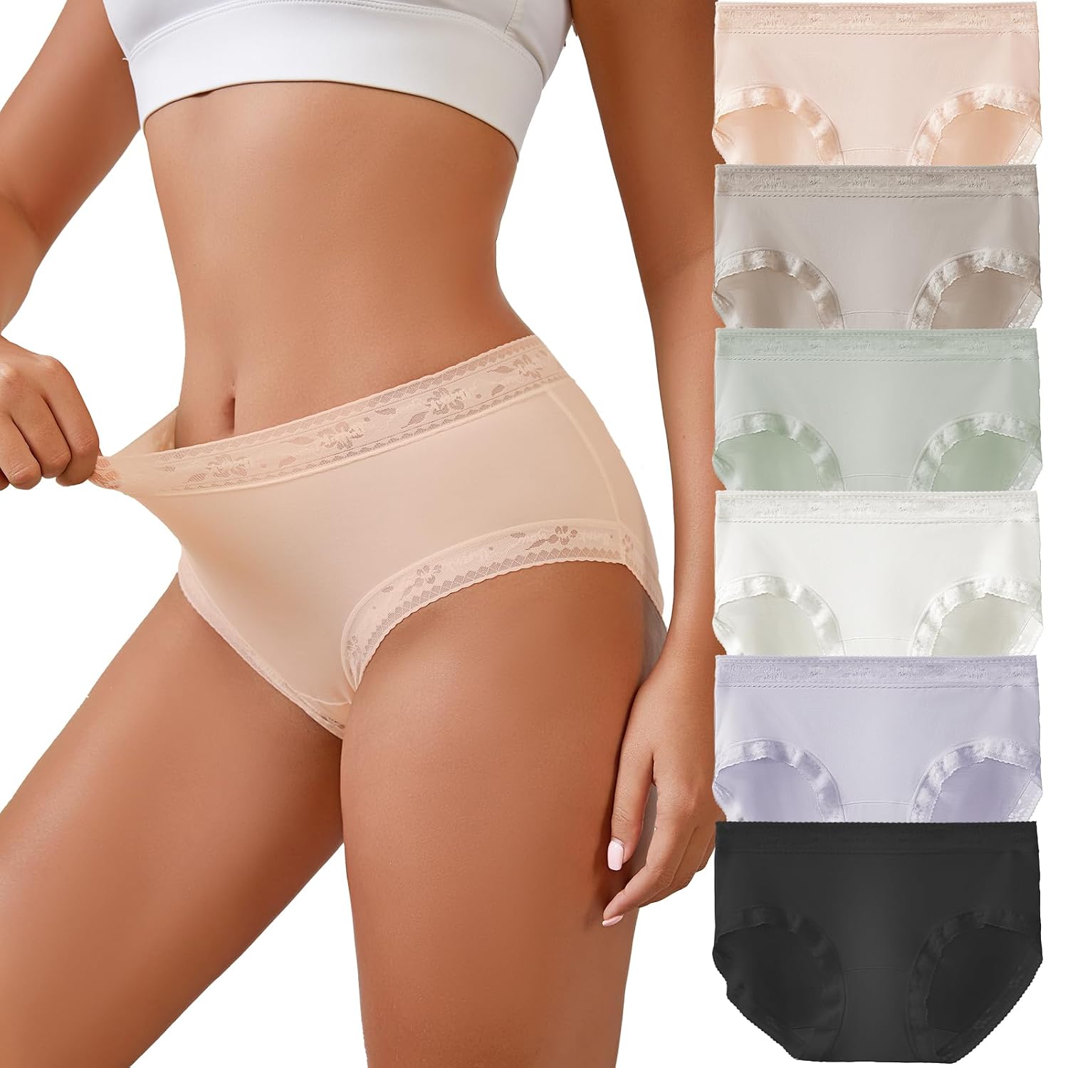 Cozytoday Seamless Lace Bikini Panties 6-Pack