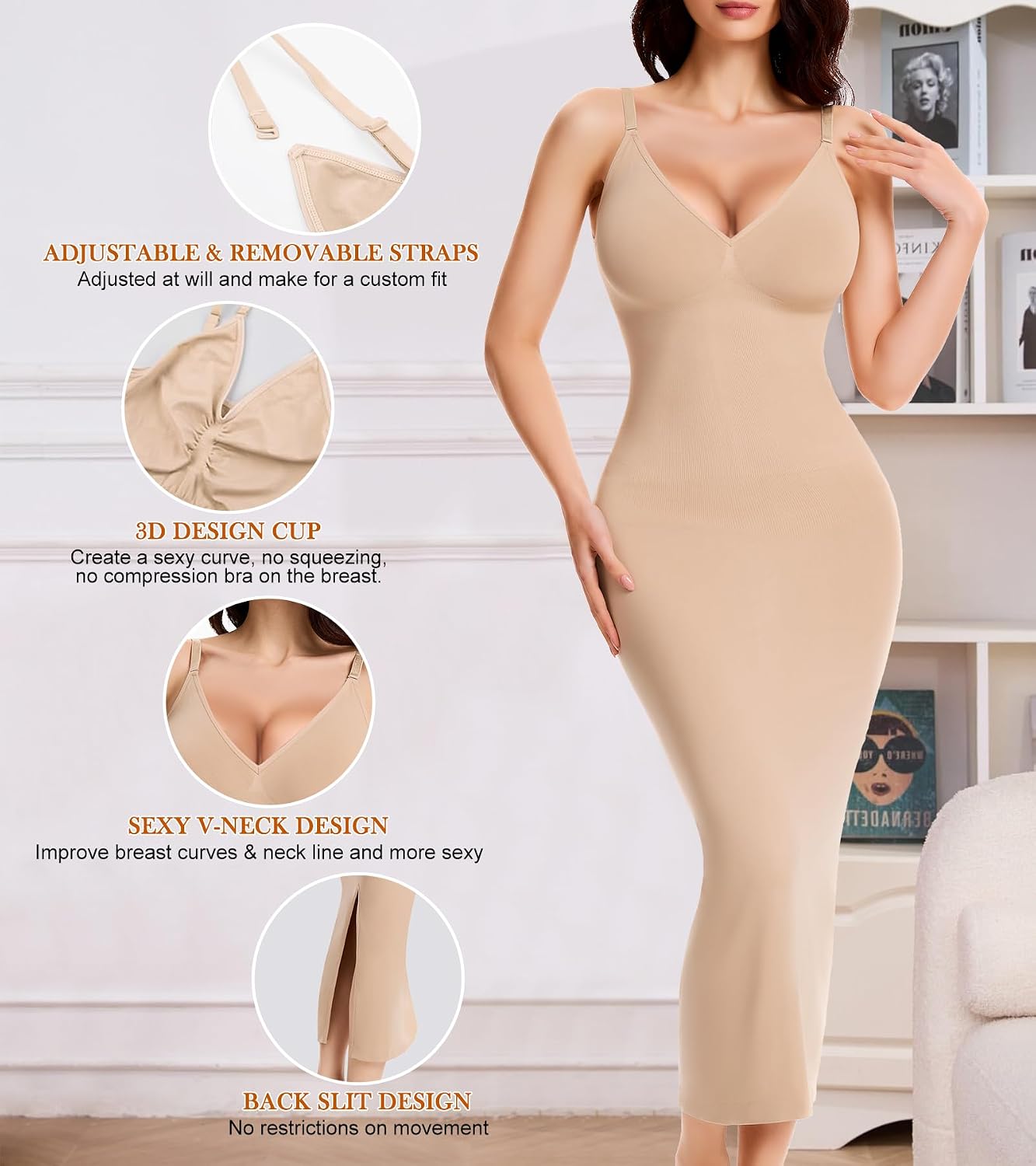 Ciksob V-Neck Seamless Shapewear Slip for Women — image 5